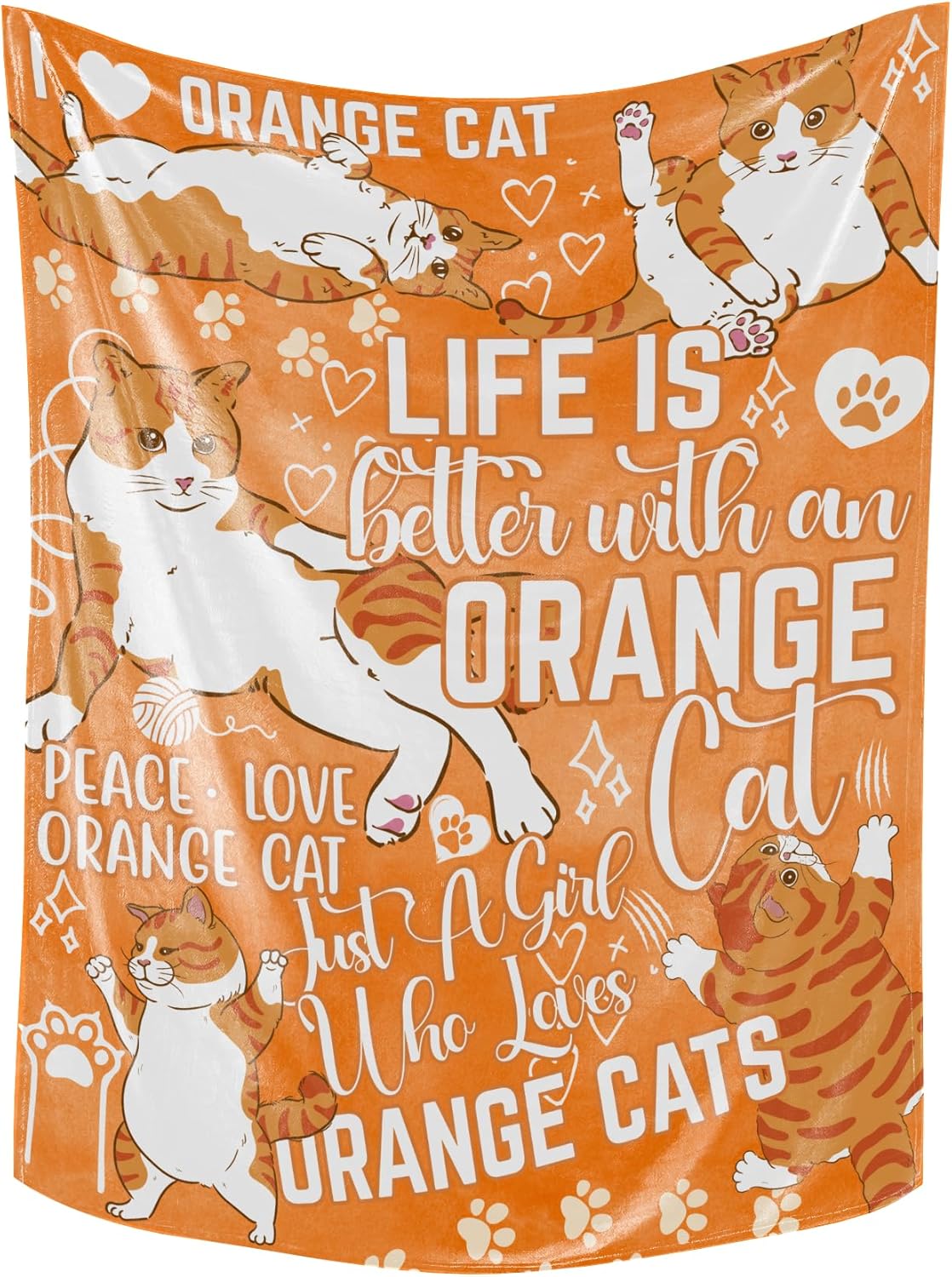 Orange Cat Gifts for Women Men, Orange Cat Blanket Soft Flannel Blanket, 65 x 50 inches