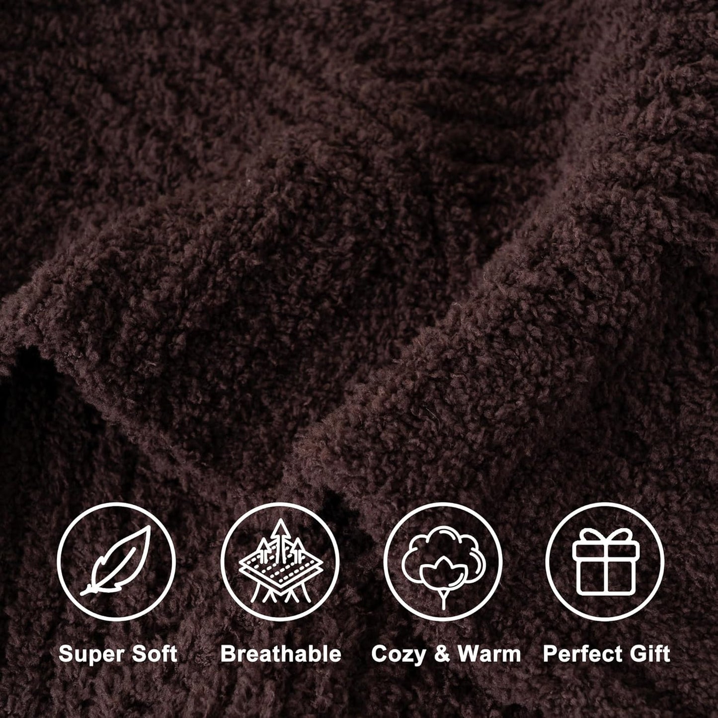 Battilo Brown Chenille Throw Blanket for Couch, Soft Diamond Textured Knit Blanket, Cozy Lightweight Decorative for Sofa, 50"x60"