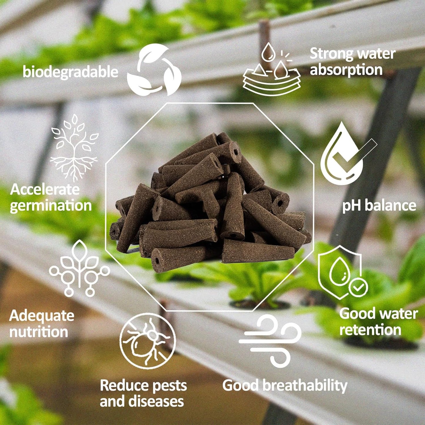 MAQIHAN 100 Grow Sponges for Hydroponics - Seed Pods for Garden Seed Starter Pods Growing System Plant for Seed Plugs Garden Cube Sponges Replacement