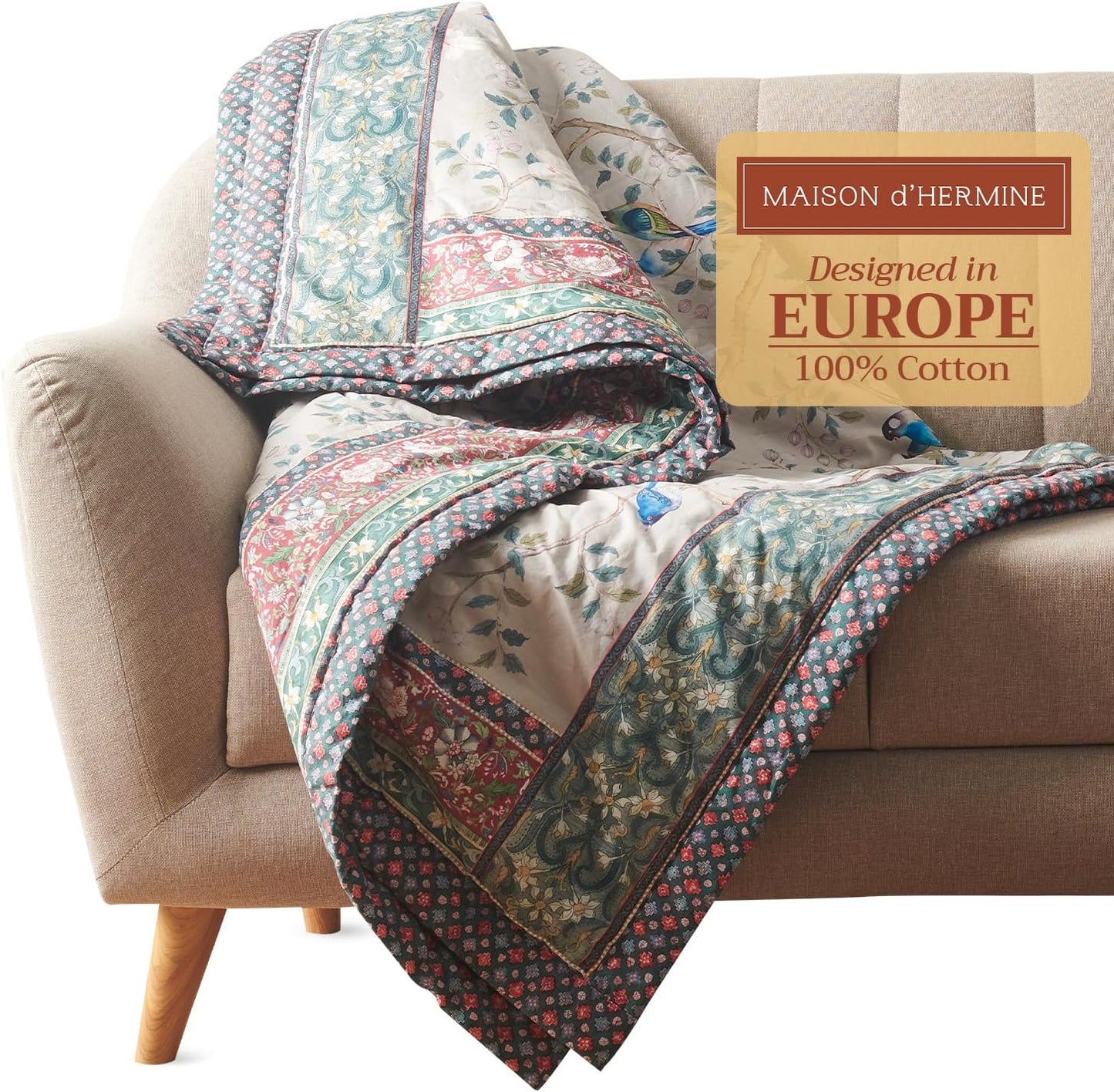 Maison d' Hermine Throw Blanket for Couch Lightweight Soft Warm Breathable Cotton Throw Blankets for Bed Girls Boys Women Men Gifts Sofa Travel Living Room Easter Gifts (50'' X 60'', Osaka)