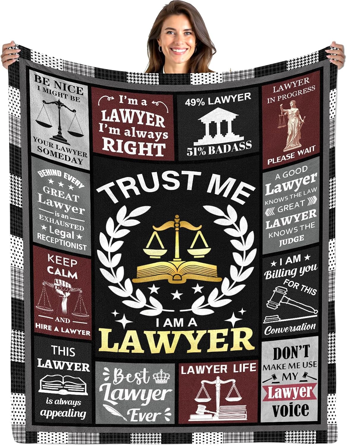 Lawyer Gifts for Women Men, Best Lawyer Ever Soft Flannel Blanket 60"X50", Law School Gifts for Future Lawyers, Attorney Graduation Retirement Birthday Gifts for Passing The Bar Exam Blanket