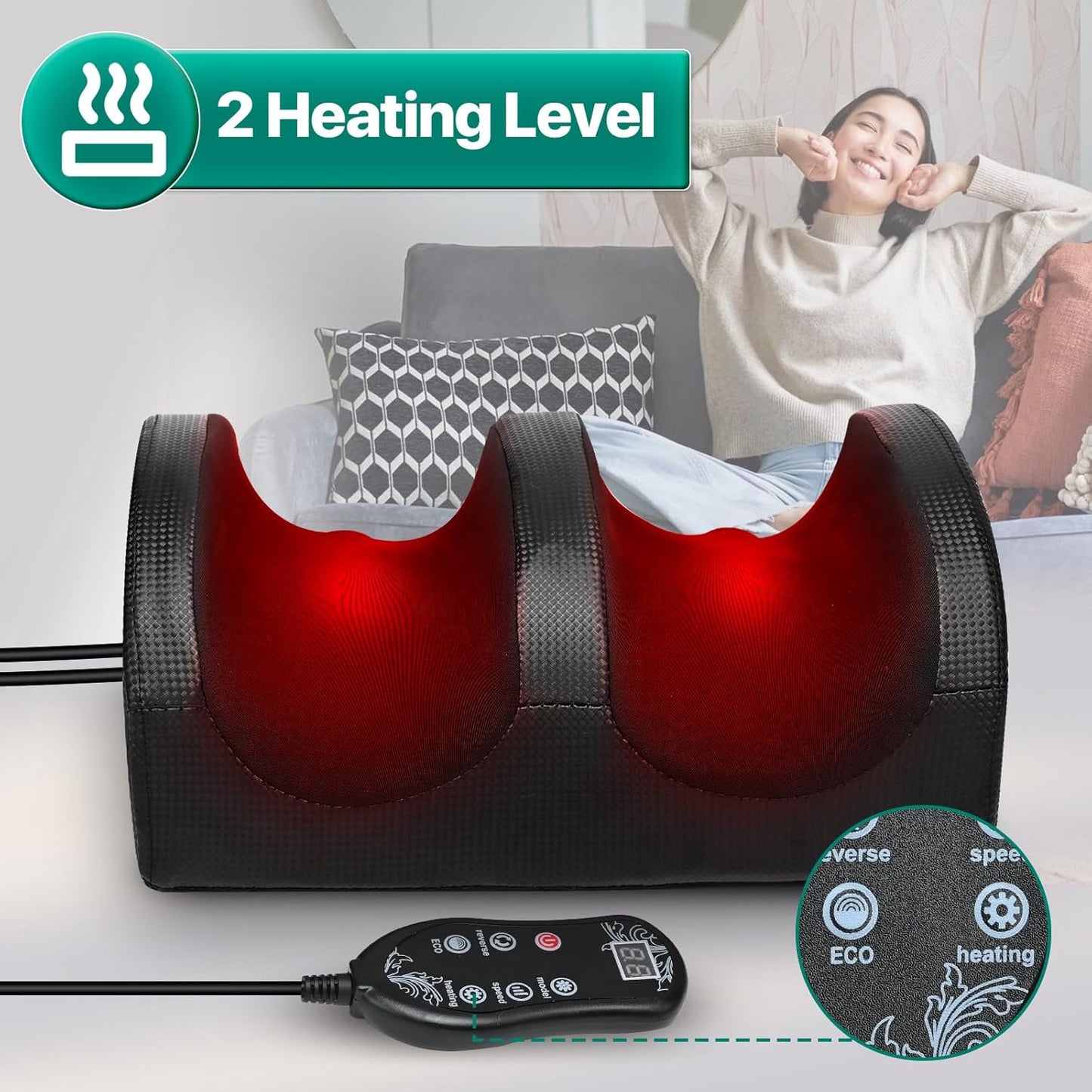 Foot Massager,Foot Massager Machine with Massage Roller,Open Design for Breathable & Clean, and Pain Relief, Relax for Home or Office