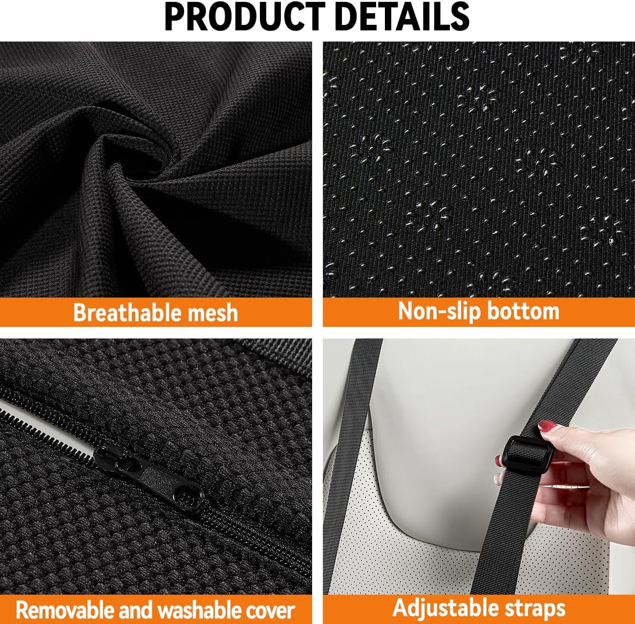 Lumbar Support Pillow for Office Chair & Car,Back Support for Office Chair,Adjustable Straps Securely Fixed Seat (Black)