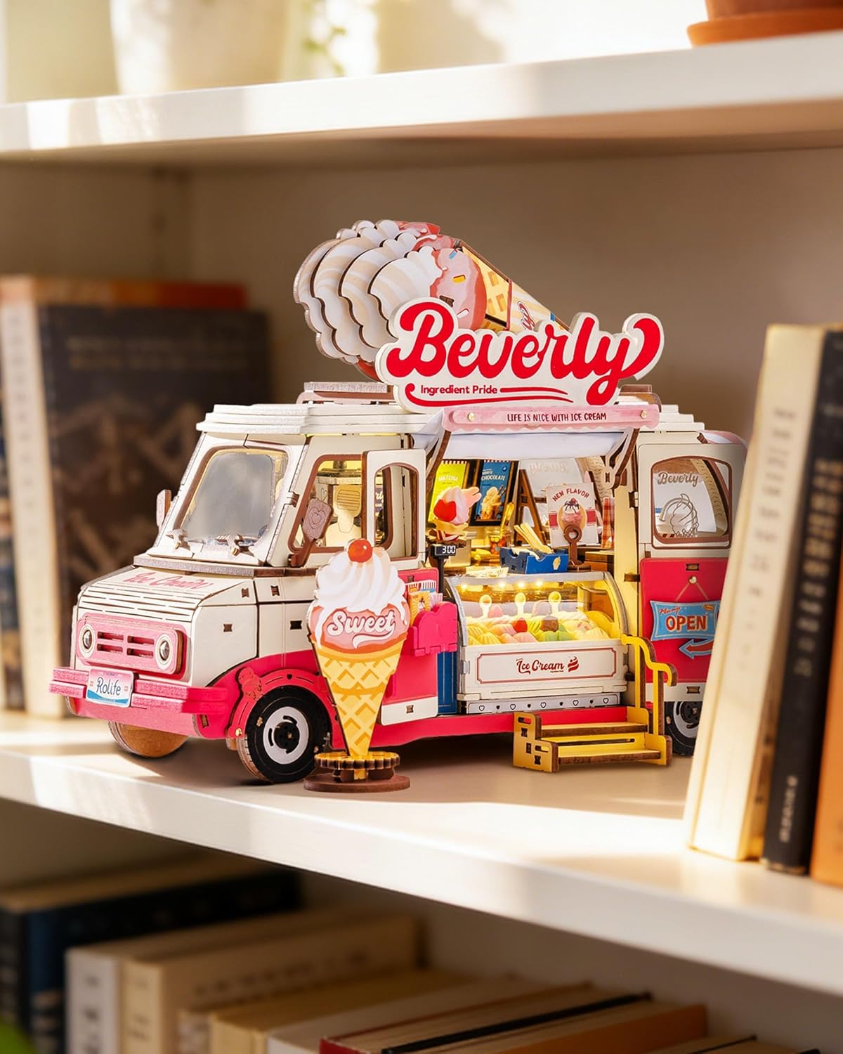 3D Wooden Puzzles for Adults - Ice Cream Truck Model Kit DIY Building Set, 290pcs Wood Craft Home Desk Decor, No Glue Needed Creative Gift for Family and Friends