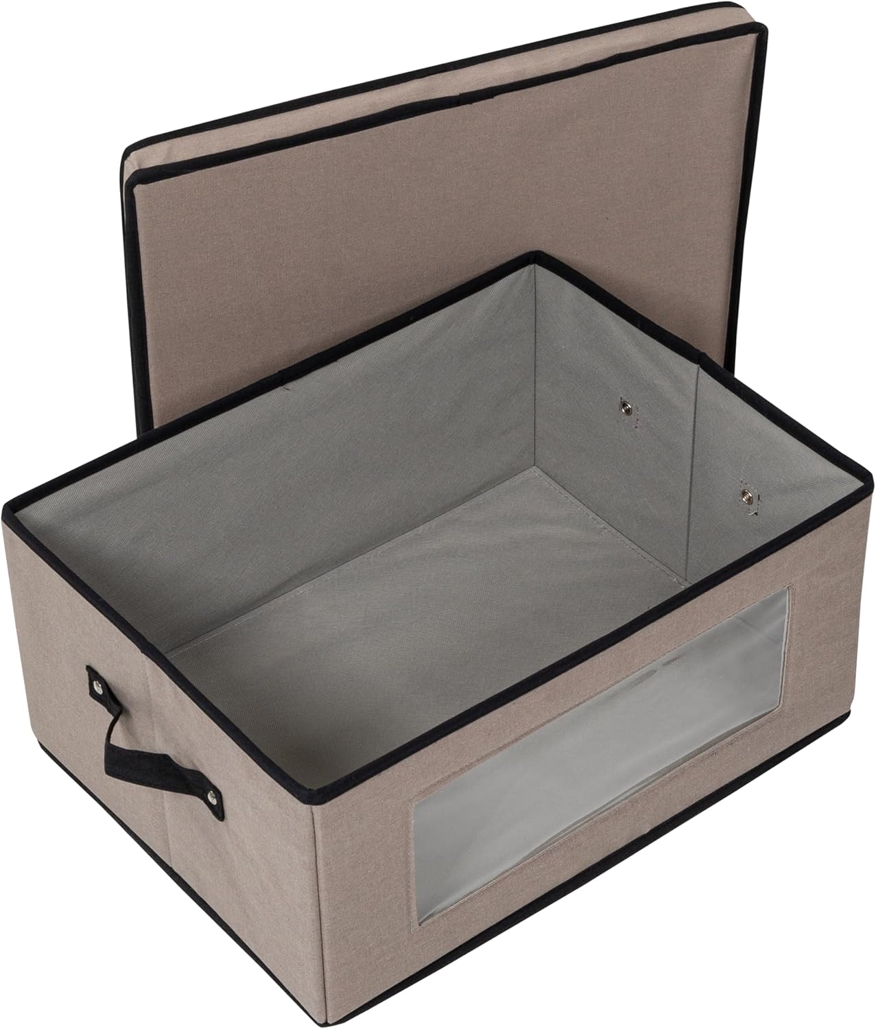 Honey-Can-Do Closet Fabric Storage Box with Lid, Clear-View Window and Removable Dividers, Grey SFT-09987 Grey