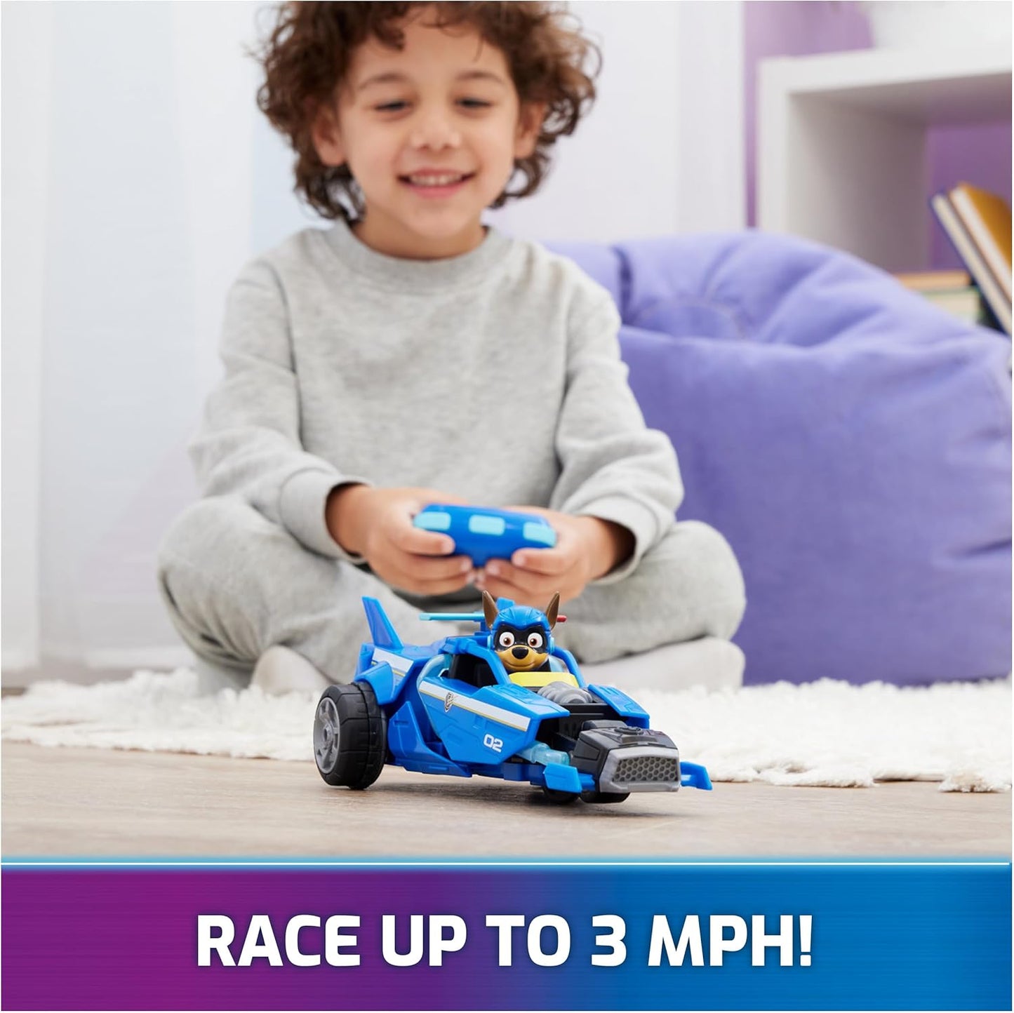 Paw Patrol: The Mighty Movie, Remote Control Car with Molded Mighty Pups Chase, Kids Toys for Boys & Girls 3+