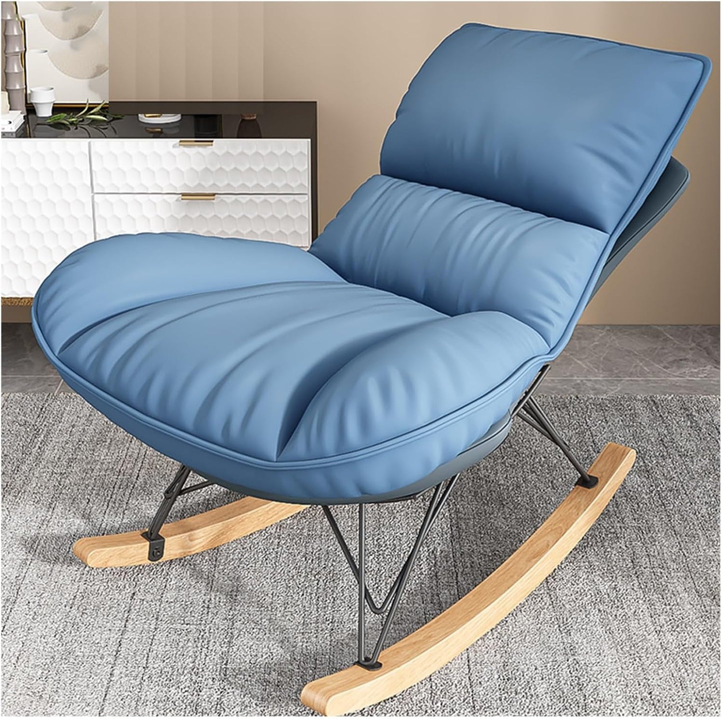 LSLYTQ Rocking Chairs, Rocking Chair for Nursery, Rocking Chairs for Adults, Relaxing Chair, Bedroom Chair, with Soft Lumbar and Wood Legs Recliner Relaxing Chair, for Balcony Living Room Bedroom