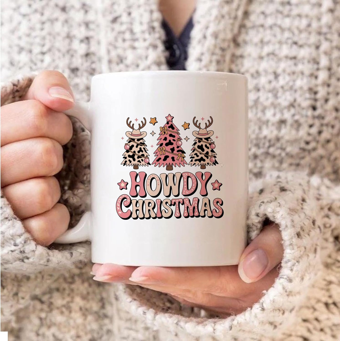 Funny Leopard Tree Howdy Christmas White Mugs, 11oz 15oz Drinking Cups, Kitchen Décor, Gifts For Book Lovers