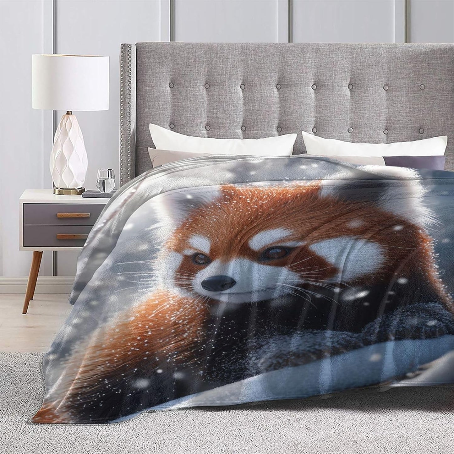 Red Panda Blanket for Adults Kids Women, Soft Lightweight Flannel Wild Animal Throw Blanket for Sofa Couch Bed Traveling Camping Red Panda Gifts Idea, Plush Jungle Wildlife Red Panda Decor 50x60 in