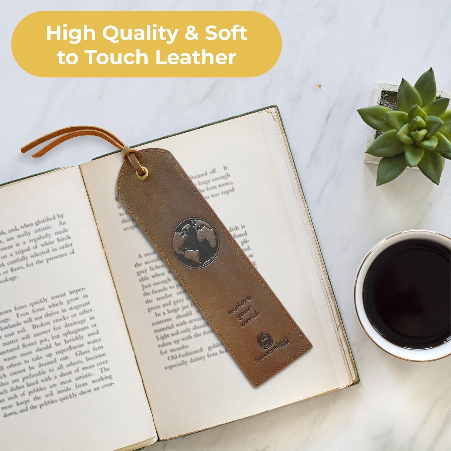 Leather Bookmark Handmade with World Map Design - 2 Genuine Leather Book Marks - Perfect Bookmarks for Men Women and Kids | Great Book Lovers Gift for Bookworms Writers and Explorer Friends