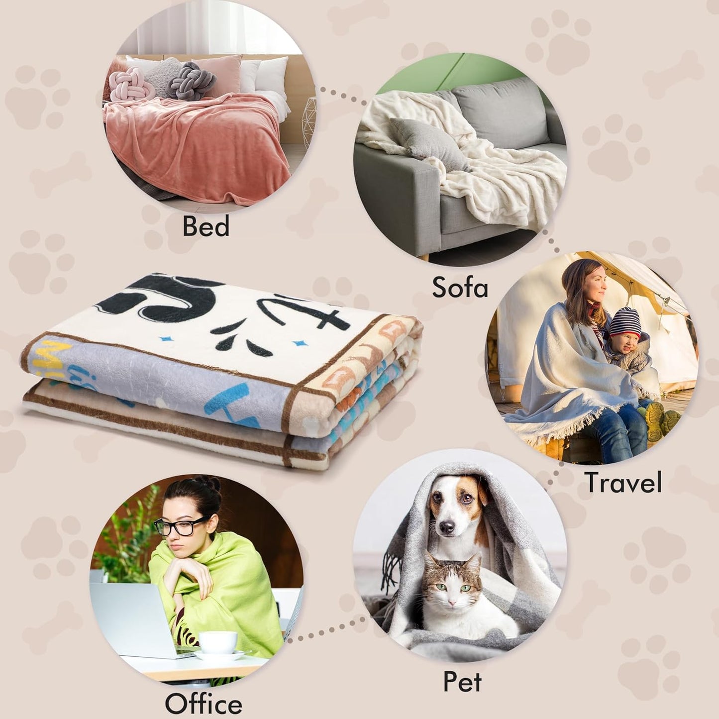 Dog Mom Gifts for Women, Funny Dog Lover Throw Blanket with Cute & Inspirational Quotes, Soft Cozy Fuzzy Flannel Blanket for Pet Lovers, Friends, and Family (50" x 60")
