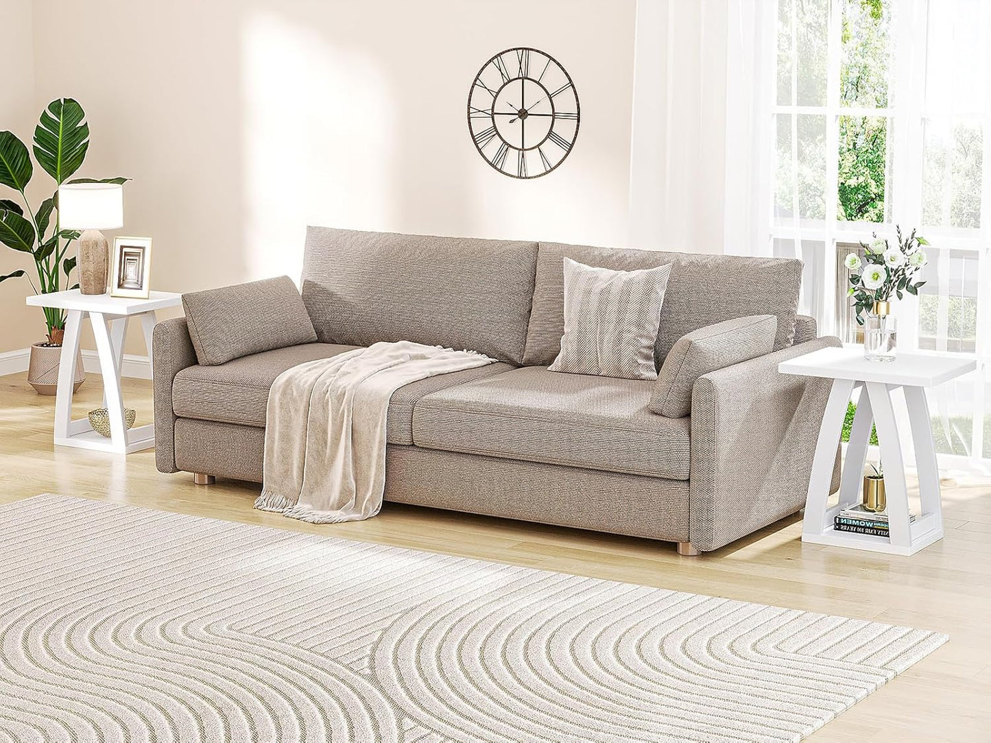 End Tables Living Room Set of 2. Side Tables Living Room. Side Table Beside Sofa. Modern End Table for Home. White End Tables Set of 2