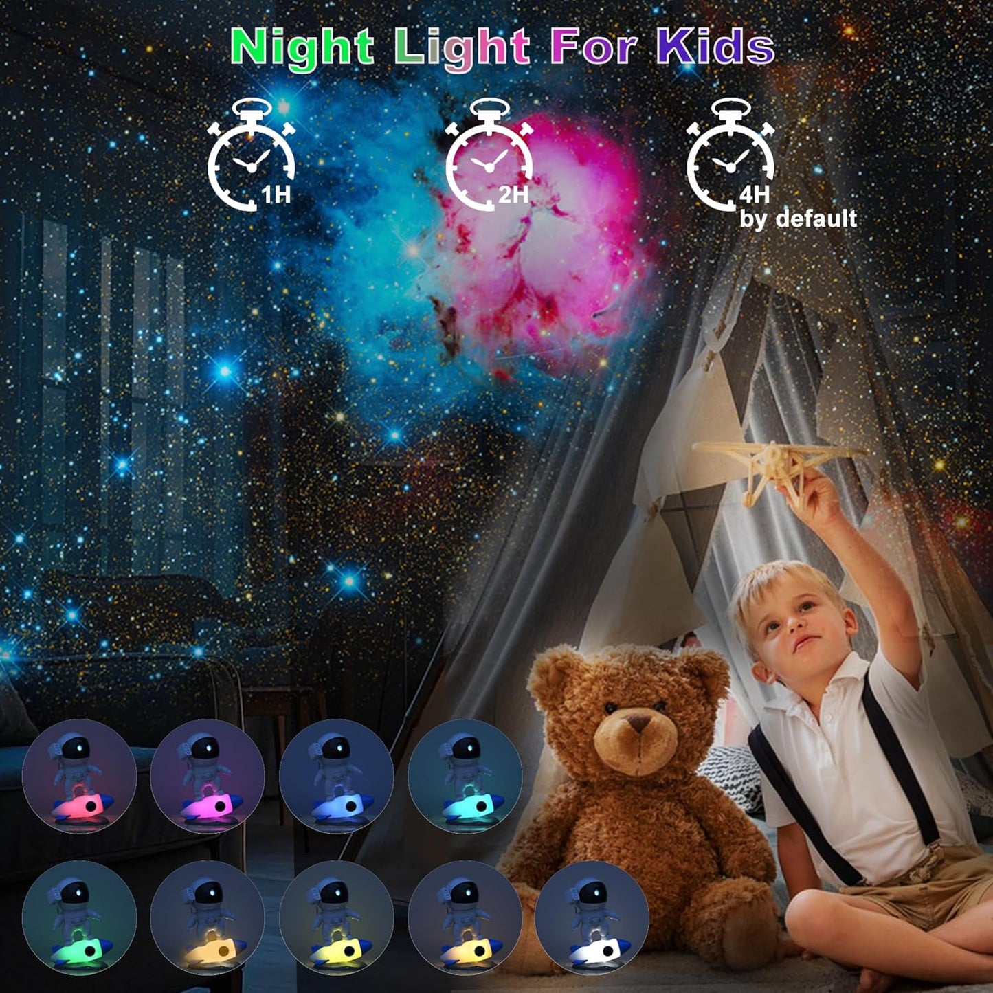 Astronaut Galaxy Projector for Bedroom, HD Galaxy Light Projector with Timer and 360° Rotation, Planetarium Projector with 13 Film Discs and 9 Colors, Star Projector Gift for Kids