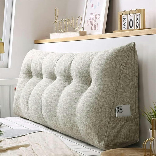 Bed Large Back Cushion, Removable Washable Triangular Positioning Support Reading Cushion Headboard Solid Color Wedge Pillow Bed Rest Pillows(Coffee,120 * 50 * 20cm)