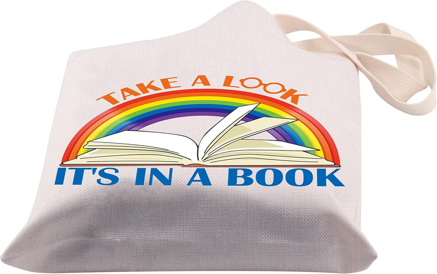 BDPWSS Take a Look It's In a Book Tote Bag Book Lover Gift Reading Gift For Bookworm Librarian Reading Lover Canvas Handbag