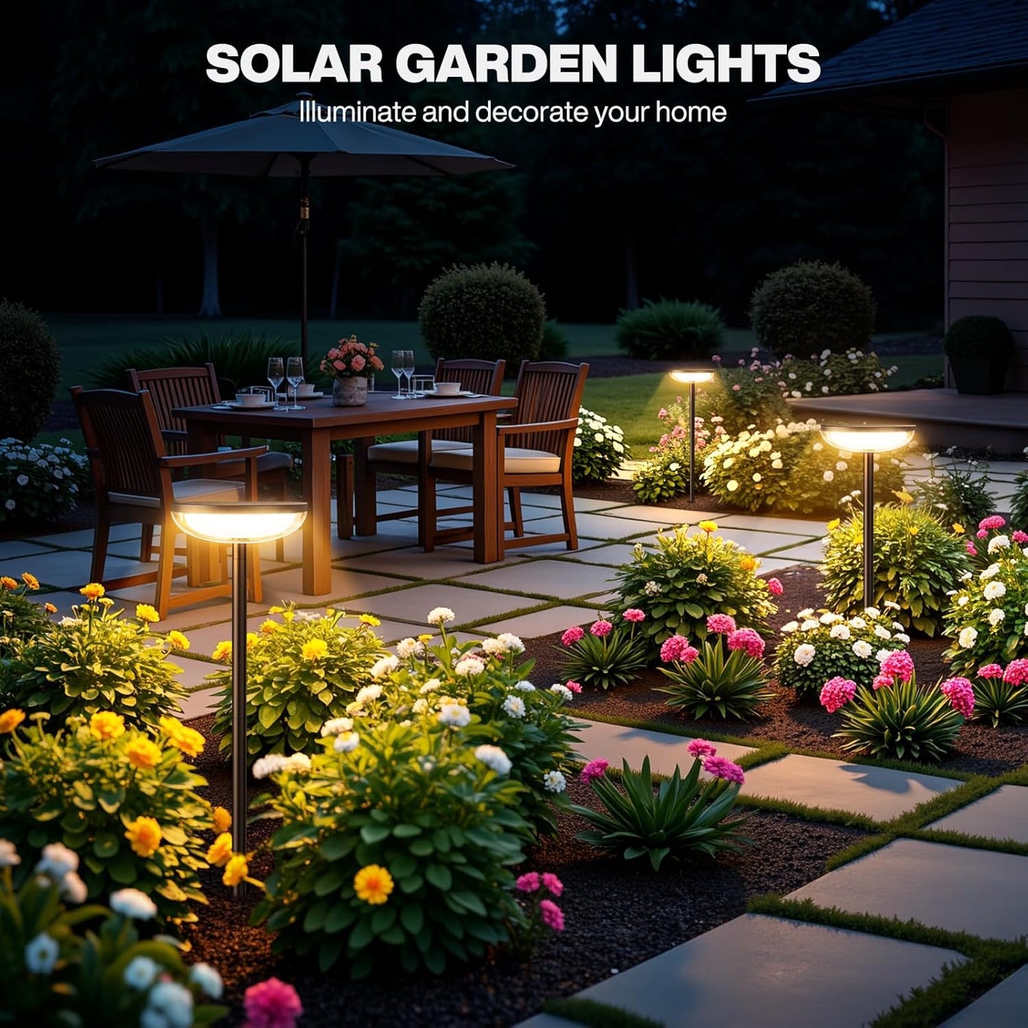 Solar Pathway Lights Outdoor, 6 Pack Tall Solar Garden Lights Outdoor Waterproof for Yard Flower Bed Patio Path Walkway Driveway Outside Decor Landscape Lighting