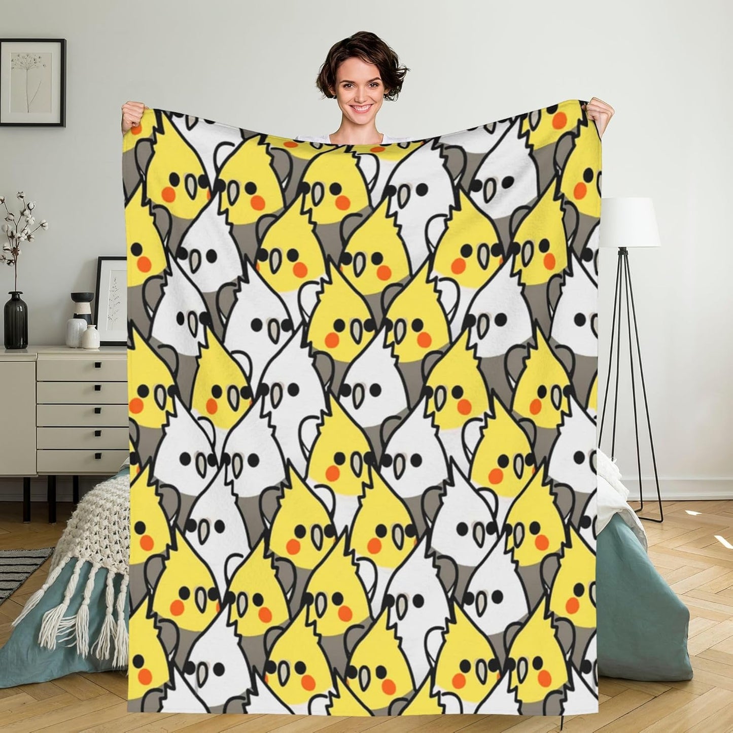 Too Many Cockatiel Blanket Flannel Fleece Throw Blanket Durable Couch Blankets Home Decor for Bed and Sofa Super Soft Warm Blankets for All Season 80x60 inch