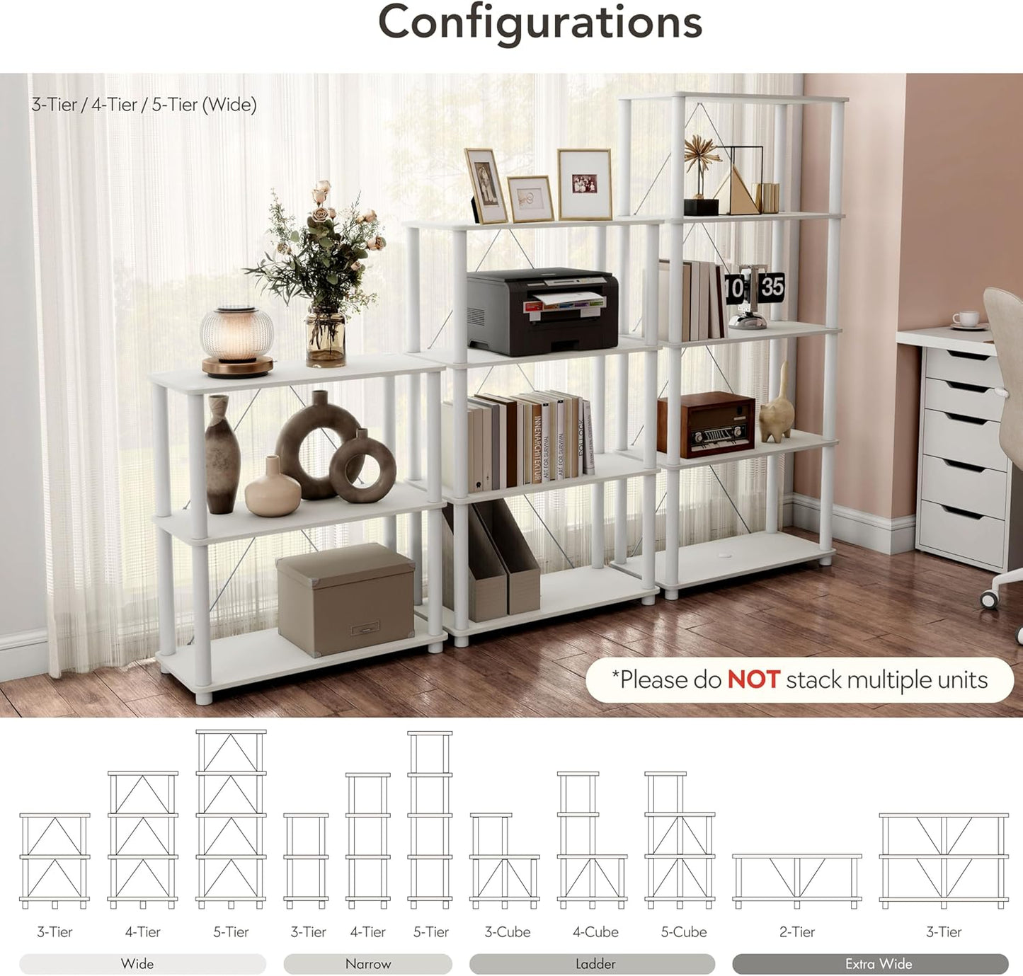 Homes: Inside + Out Apexa Modern 3-Tier Narrow Shelving Units, Collectibles Display Shelves, Easy Assembly Standing Shelf, Home Storage Organizer for Living Room, Bedroom, Office, Espresso