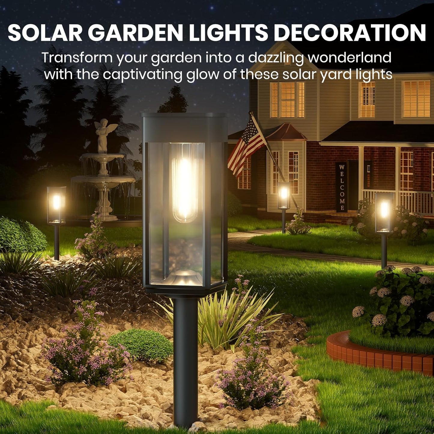 Bright Solar Pathway Lights Outdoor Waterproof IP65, 8 Pack Auto On/Off Solar Outdoor Lights for Path, Yard, Patio, Landscape, Lawn, Walkway, Driveway, Garden Decor Lighting Solar Powered