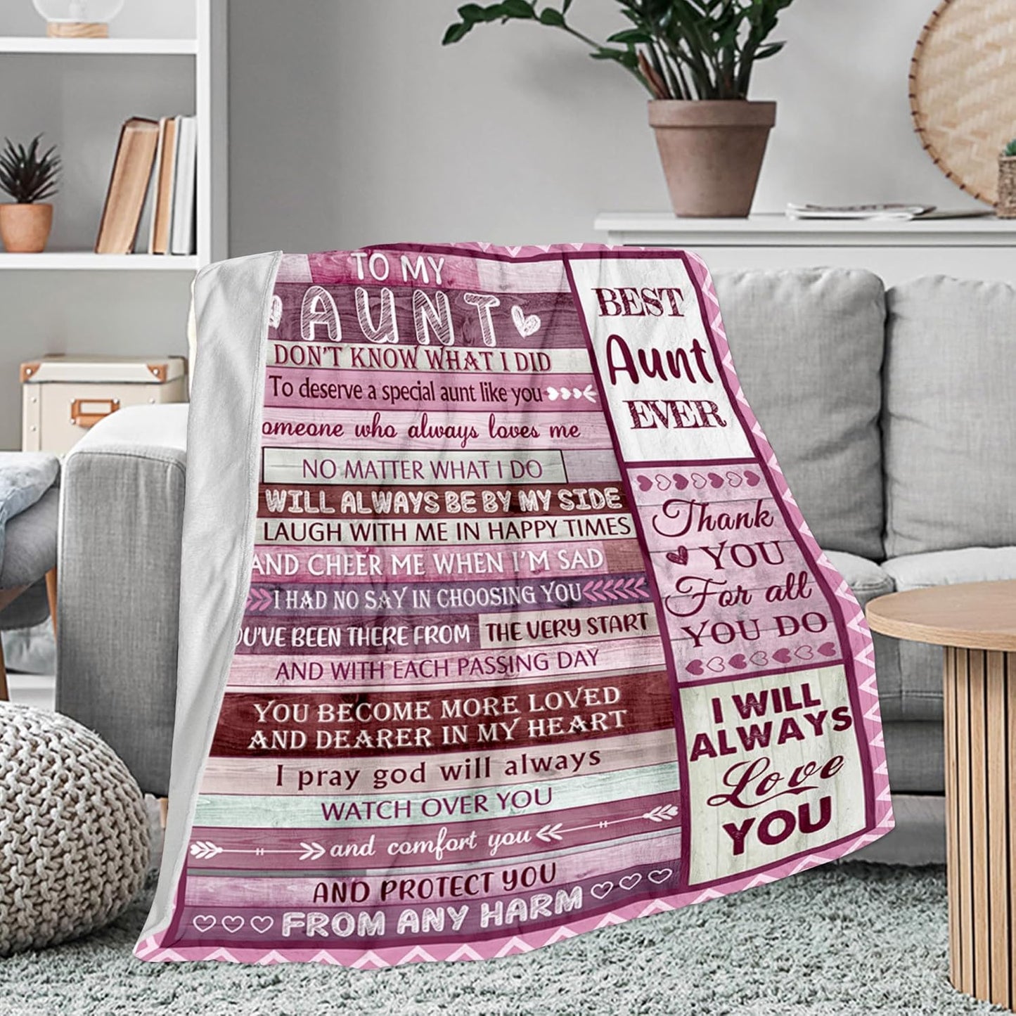 Best Aunt Ever Blanket - Birthday and Christmas Gifts for Aunts from Niece Nephew - Throw Blanket for Aunties 60"x80"