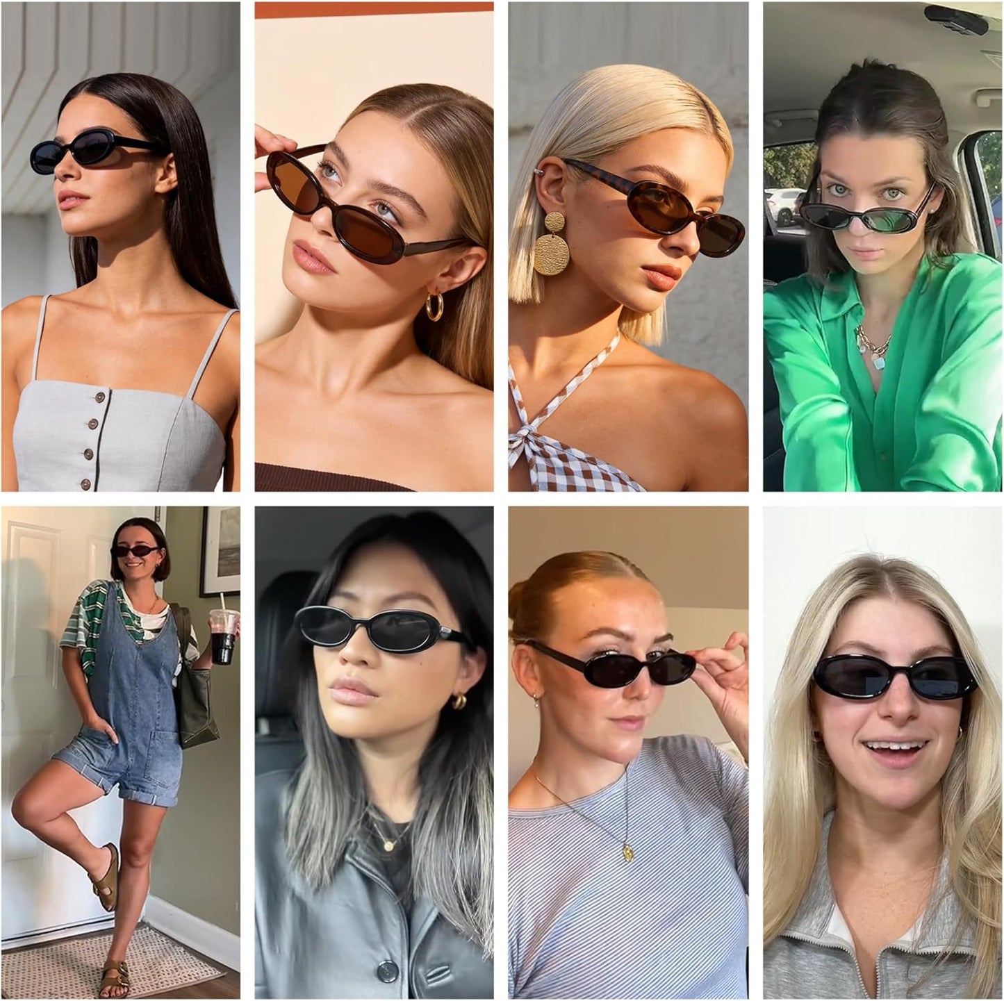 DANAMY Sunglasses Womens Retro Oval Sunglasses for Women Men Fashion Small Oval Sun Glasses 90s Vintage Driving Shades