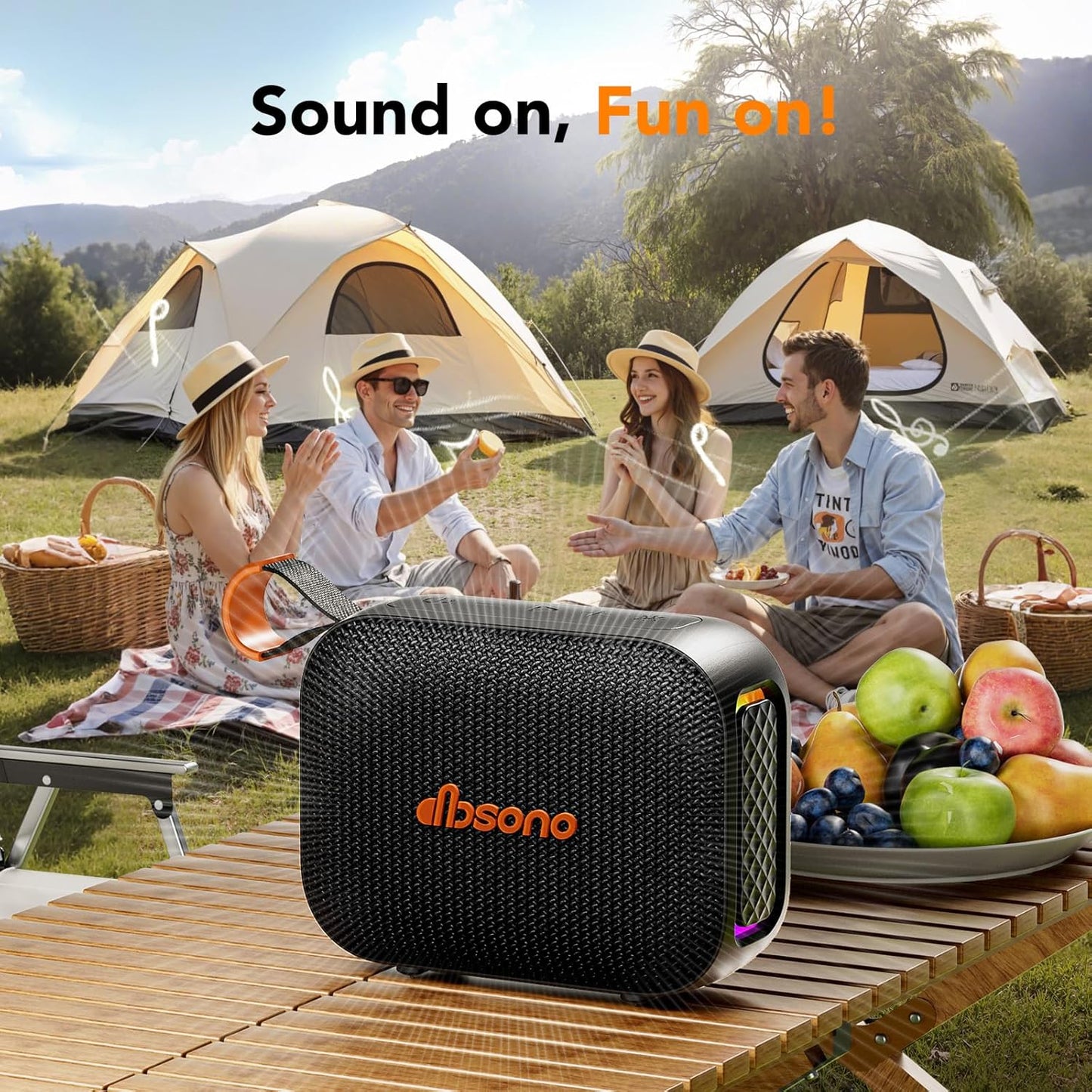 Portable Bluetooth Speaker Waterproof Gift: IPX5 HD Sound Up to 24H Playtime, TWS Pairing, Wireless Speakers with Lights, Travel Beach Essentials Birthday Gifts for Men Women Boys Girls-Black