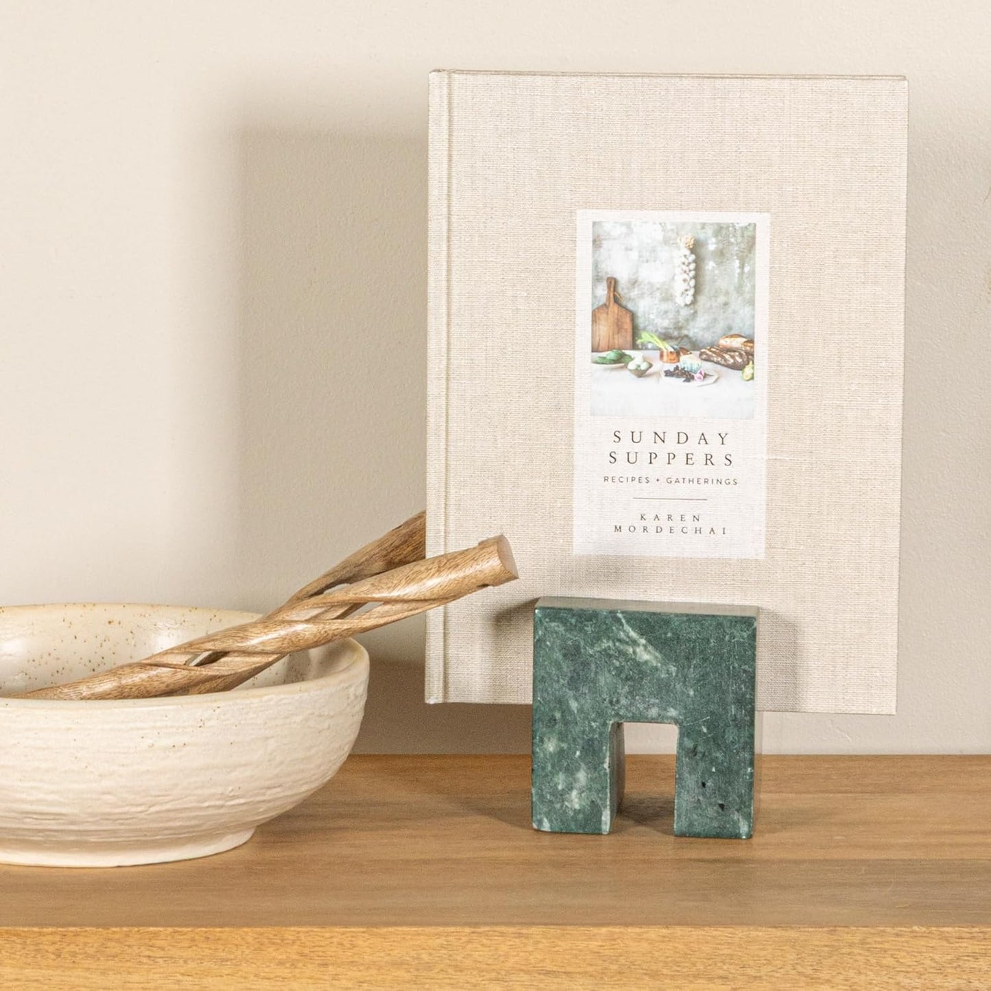 Creative Co-Op Contemporary Marble Cookbook Stand, Green