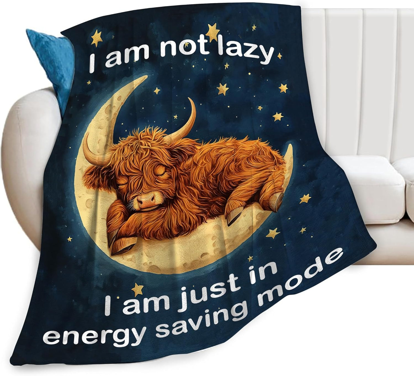 Highland Cow Blanket Soft Warm Cute Cattle Plush Throw Blanket Cozy Sleeping Flannel Fleece Bedding Stuff Animal Decor Blanket Gifts for Lover Girls Boys Kids Women Adults Bed Travel 40"x50"