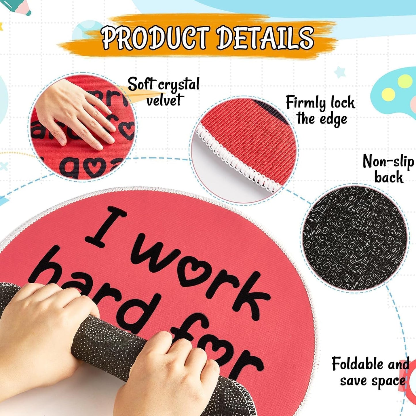OBUSATT 12Pcs Carpet Circle Seats 15 Inch Positive Affirmations Round Classroom Rug Non Slip Floor Cushions Mat for Back to School Nursery Learning Calming Corner Playing Areas Decor(Positive Mindset)