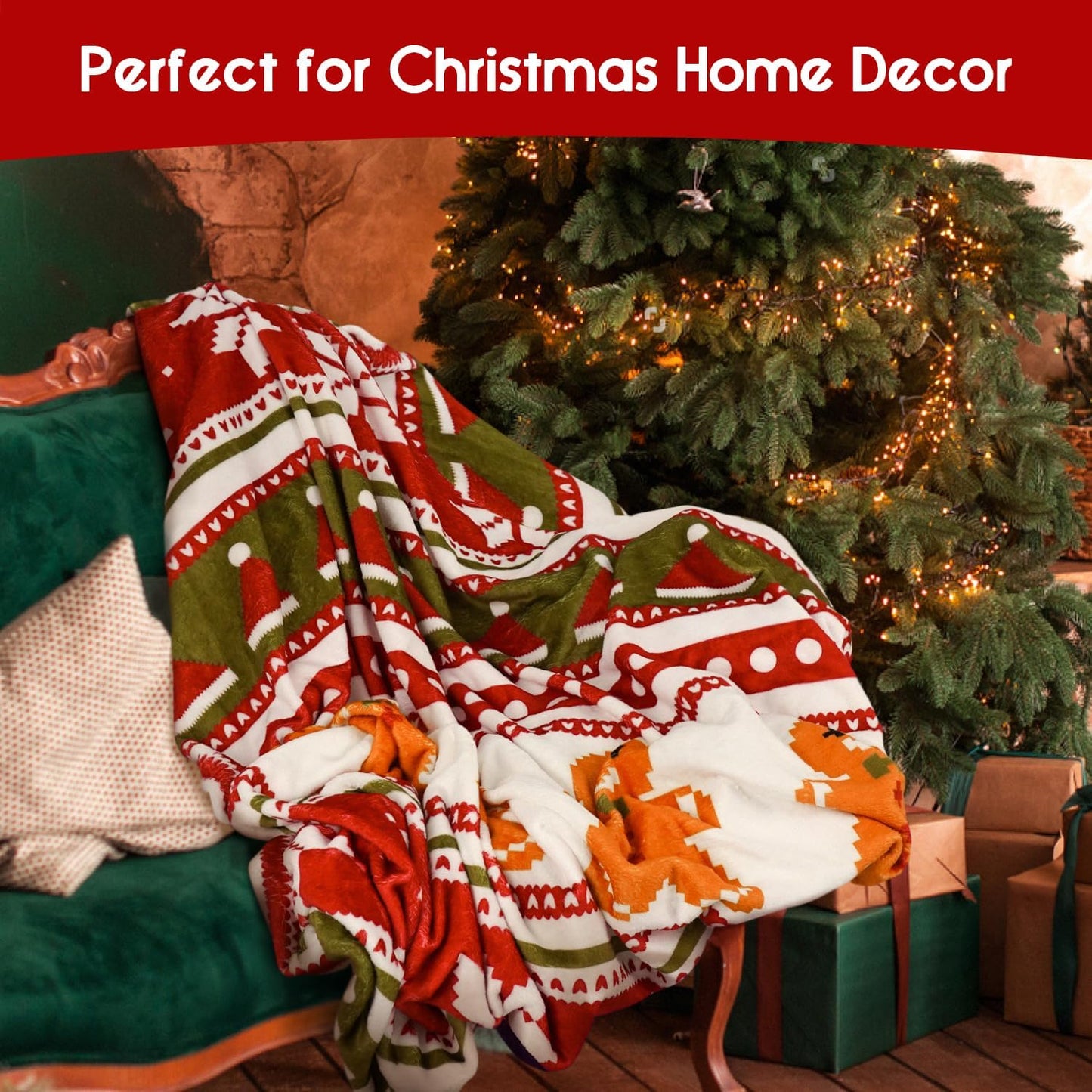 Throw Blanket for Couch 60"x50",Winter Holiday Festival Cute Gingerbread Snowflake Blankets for Woman,Soft Flannel Fleece Throws for Home Living Room Bed Chair Decor
