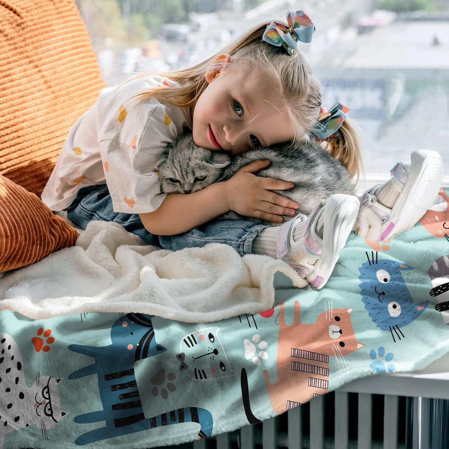Cat Blanket Gifts for Women Girls Cat Gifts for Cats Lovers Soft Flannel Cats Throw Blanket Merch Birthday Bedding Decor Gifts for Kids Adults 60" x 50"