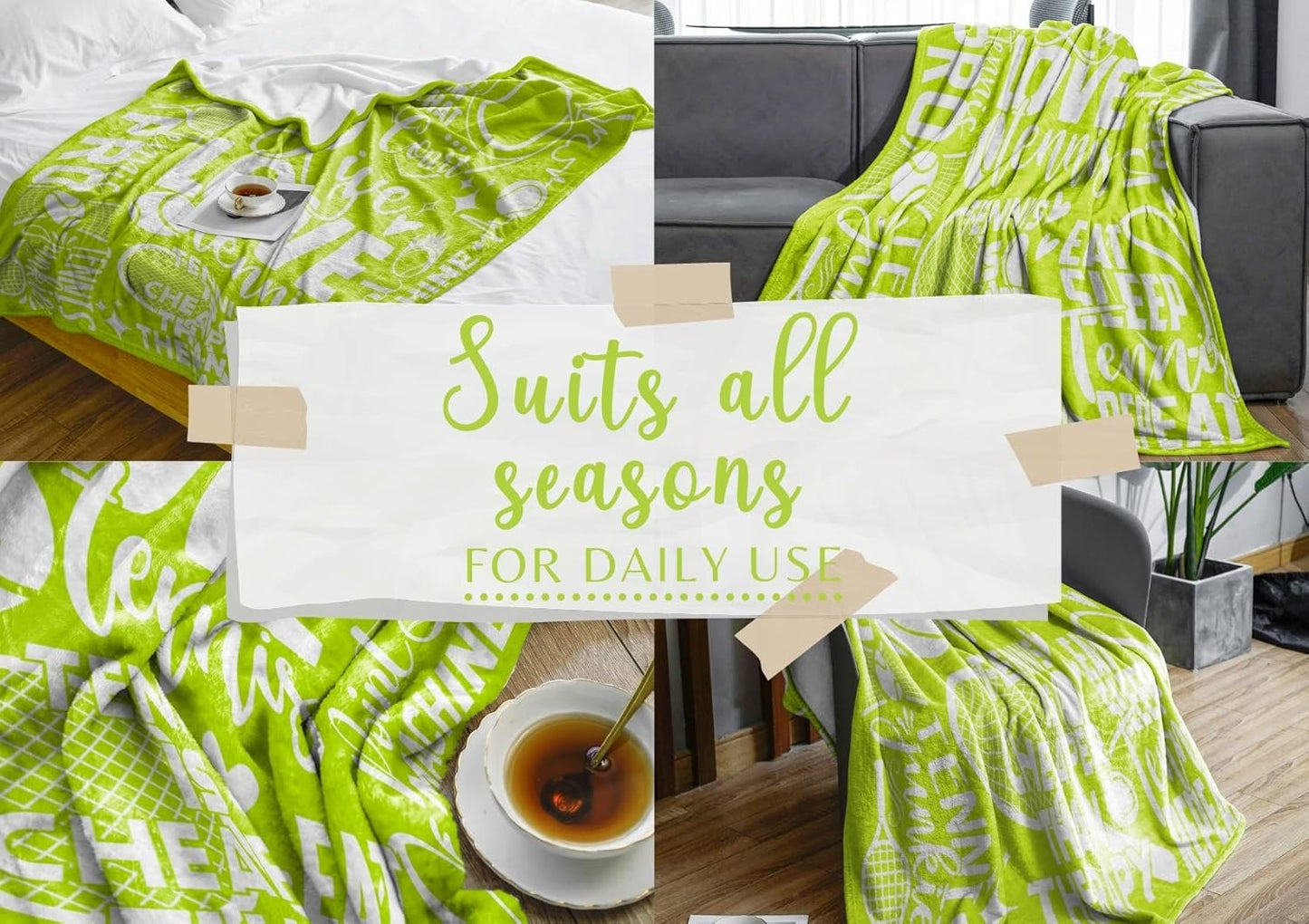 InnoBeta Tennis Gifts: Tennis Themed Throw Blanket for Men, Women, Boys, Girls & Players