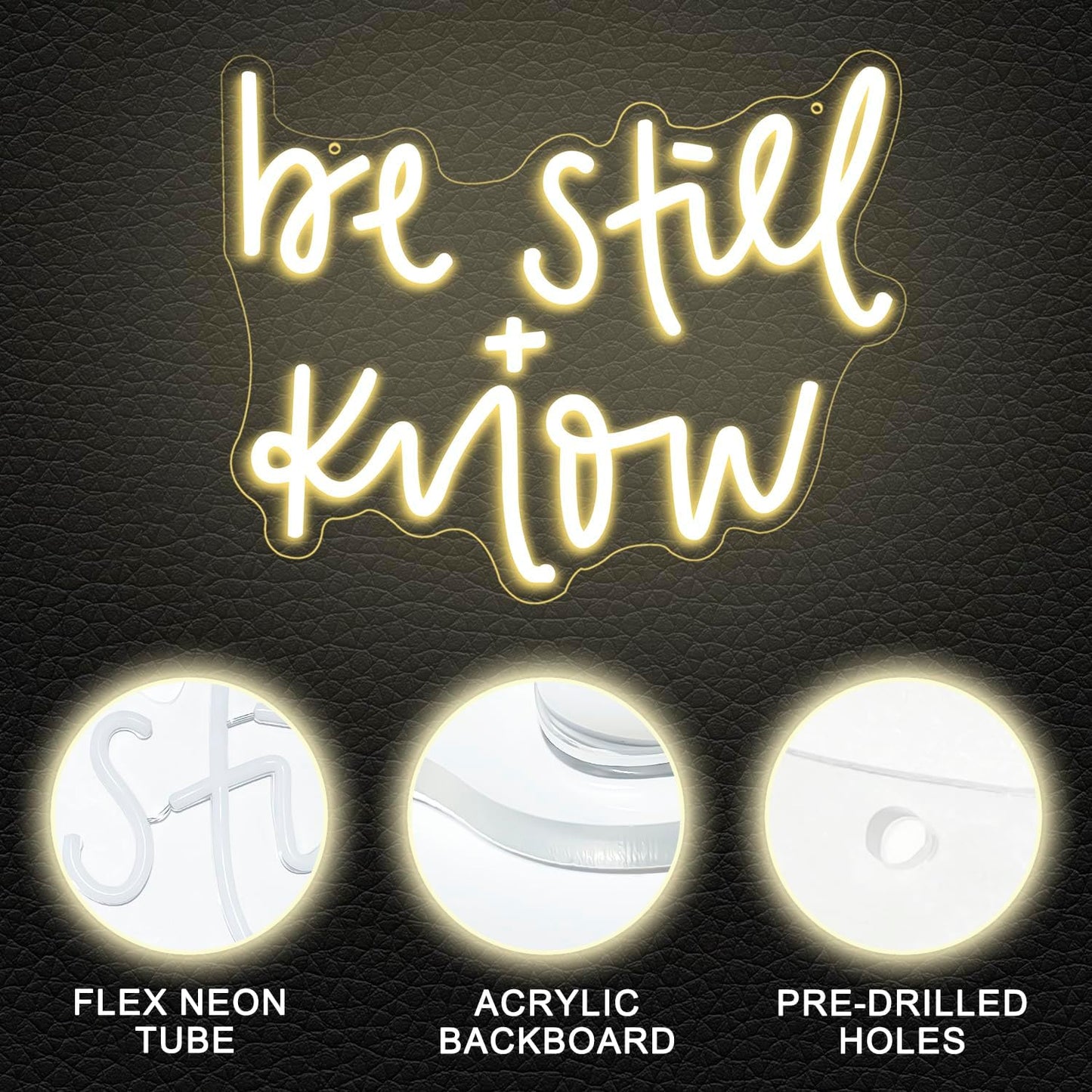 Be still and Know Neon Sign Dimmable Neon Signs for Wall Decor Inspirational LED USB Light Up Sign for Christian Home Decor Jesus Wall Art Bedroom Living Room Be Still And Know That I Am God Gifts