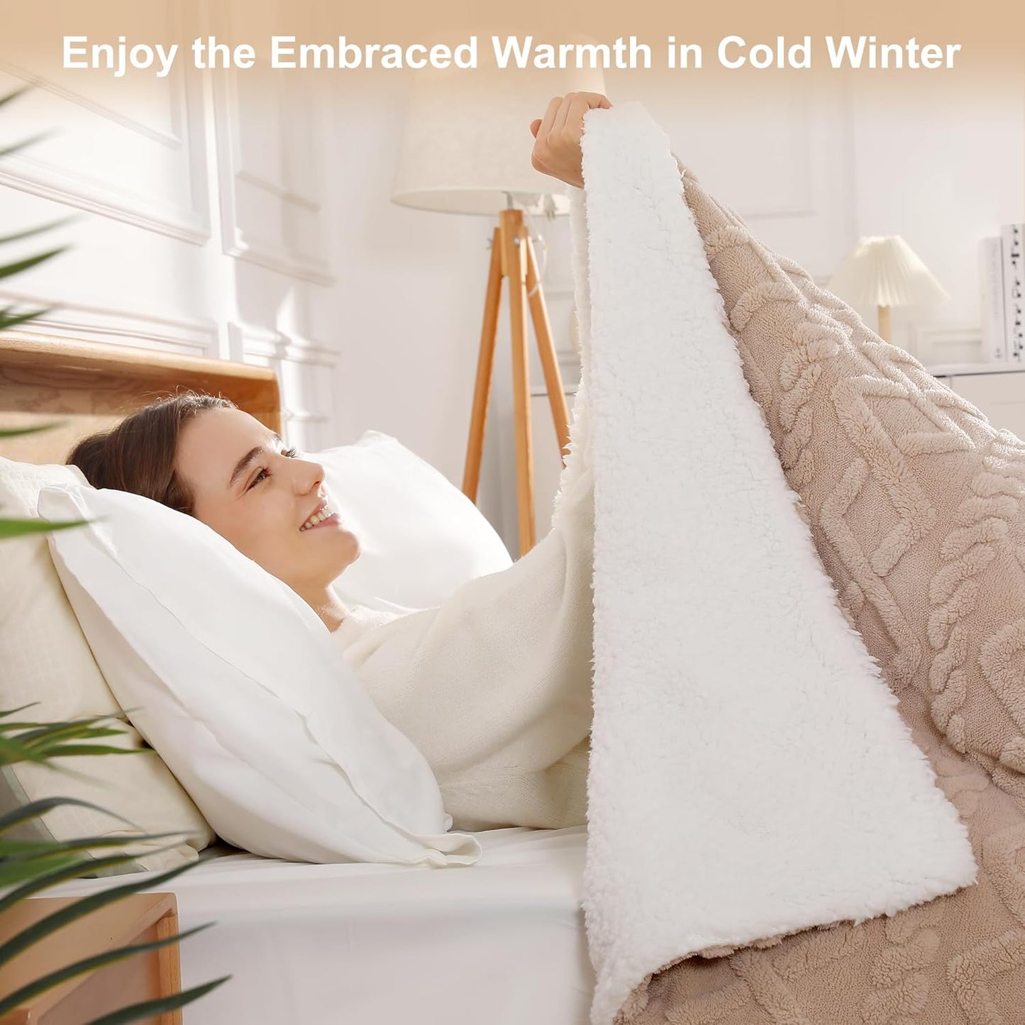 Electric Blanket Twin Heated Blanket 62''X84'' with 5 Heating Levels & 10 Hours Auto Off, ETL& FCC Certification Dual Sherpa Twin Heating Blanket Washable for Home/Office/Bed, Great Gift(Beige)