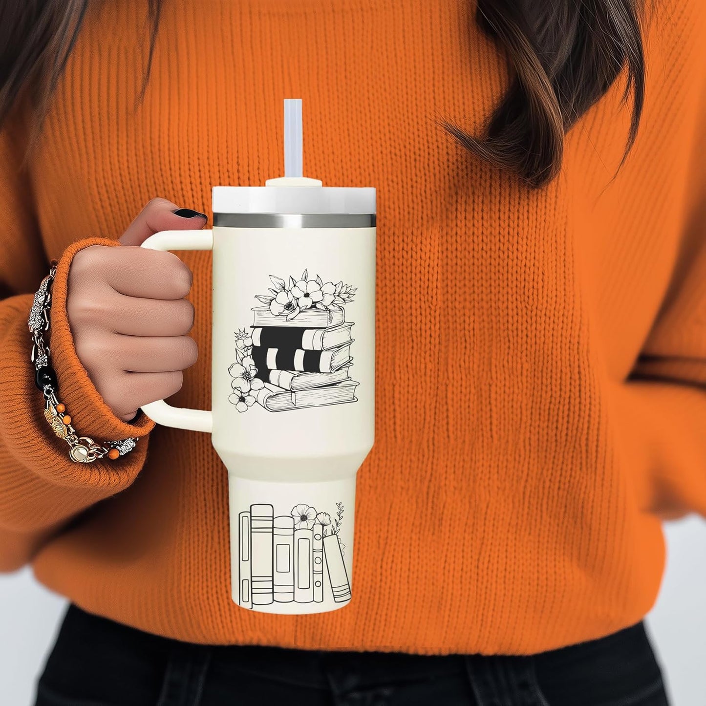 Book Lovers Gifts.40oz A Well-Read Woman Tumbler with Handle.Book Club Cup.40oz Tumbler Gifts for Bookaholic Bookworm Reader Librarian.Birthday Christmas Bookish Gifts for Women.