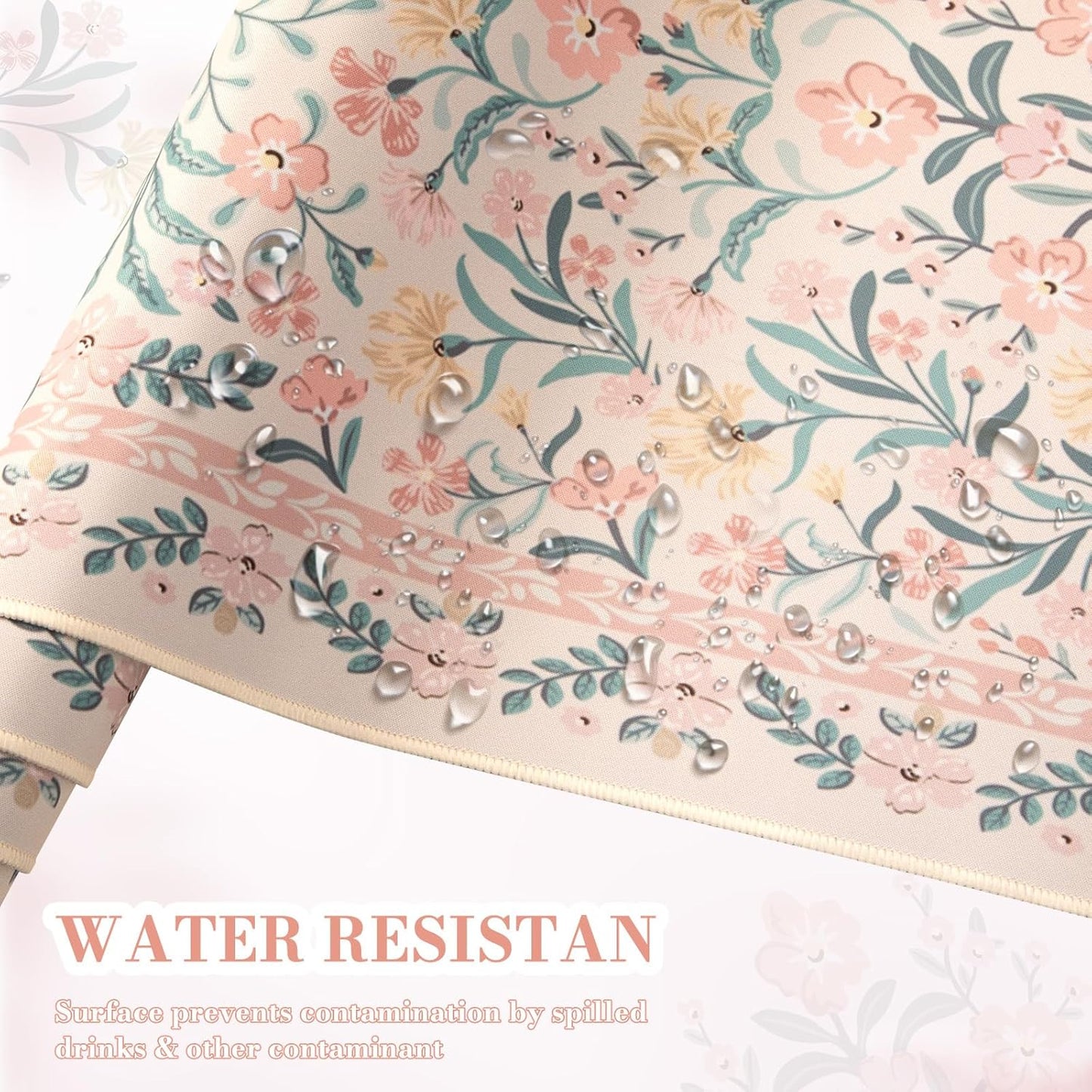 iCasso Pink Floral Desk Mat, Desk Pad, XXL Large Mouse Pad, Anti-Slip Big Mousepad with Stitched Edges, Computer Mouse Pads for Desktop for Women(Pink)
