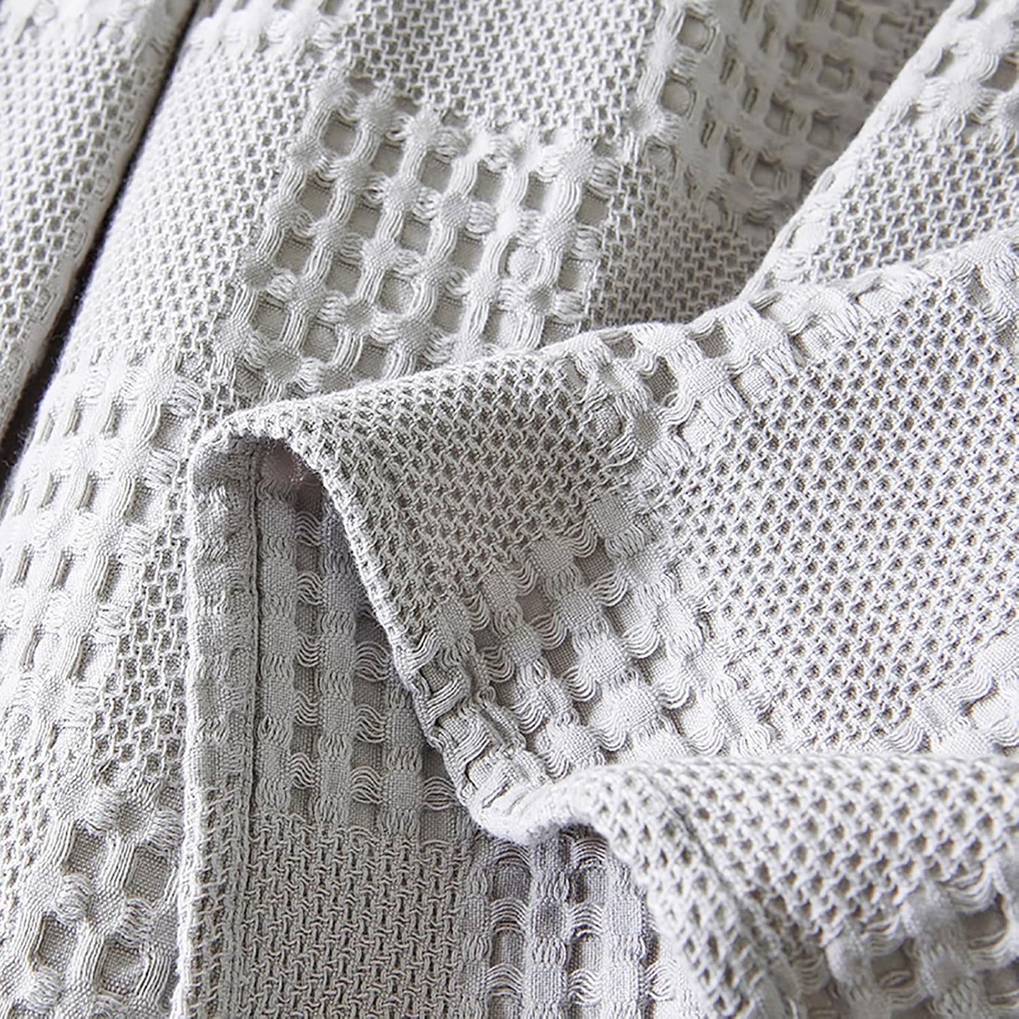 LGYKUMEG 100% Cotton Waffle Throw Blanket,Lightweight Washed Cotton Blanket - Cotton Breathable All-Season Knit Throw Blankets for Bed and Couch,Light Gray,40x60 inch