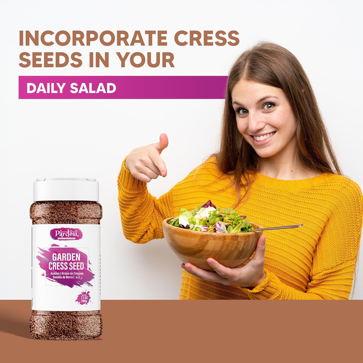Pardesi Halim Seeds 300g - Lepidium Sativum, Aliv Seed, Asaliya, Garden Cress Seeds - Nutrient-Dense Superfood for Healthy Living, Supports Energy and Vitality. Rich in Vitamins A, C, and K, and Minerals like Calcium and Potassium