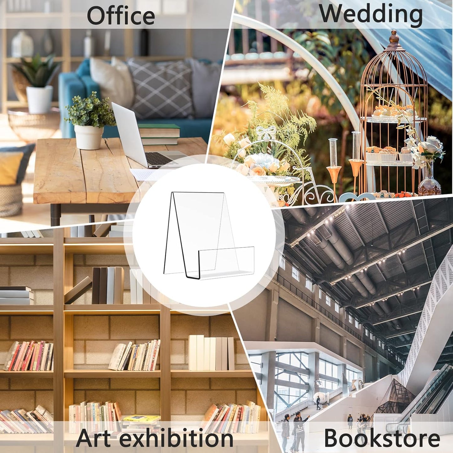4PCS 4" x 3" Acrylic Book Display Stand Clear Easel with Ledge Tablet Holder for Displaying Books, Pictures, Notebooks, CDs, Artworks, etc (Small(4 Pack))