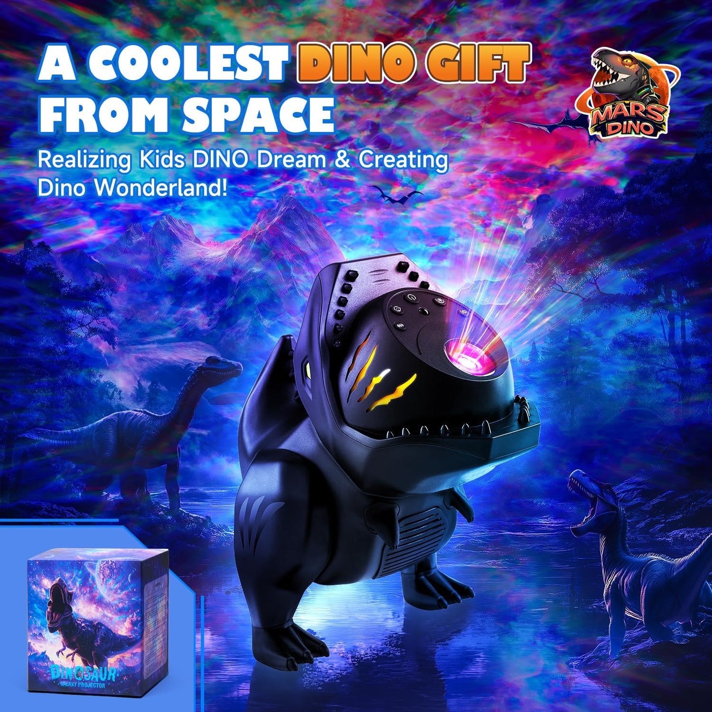 Dinosaur Galaxy Projector for Kids, Non-Glare 316 Lightings Star Projector Galaxy Light,22 White Noise +5.3 Bluetooth Speaker Dinosaur Night Light, Nightlight for Kids Room, Dino Gifts