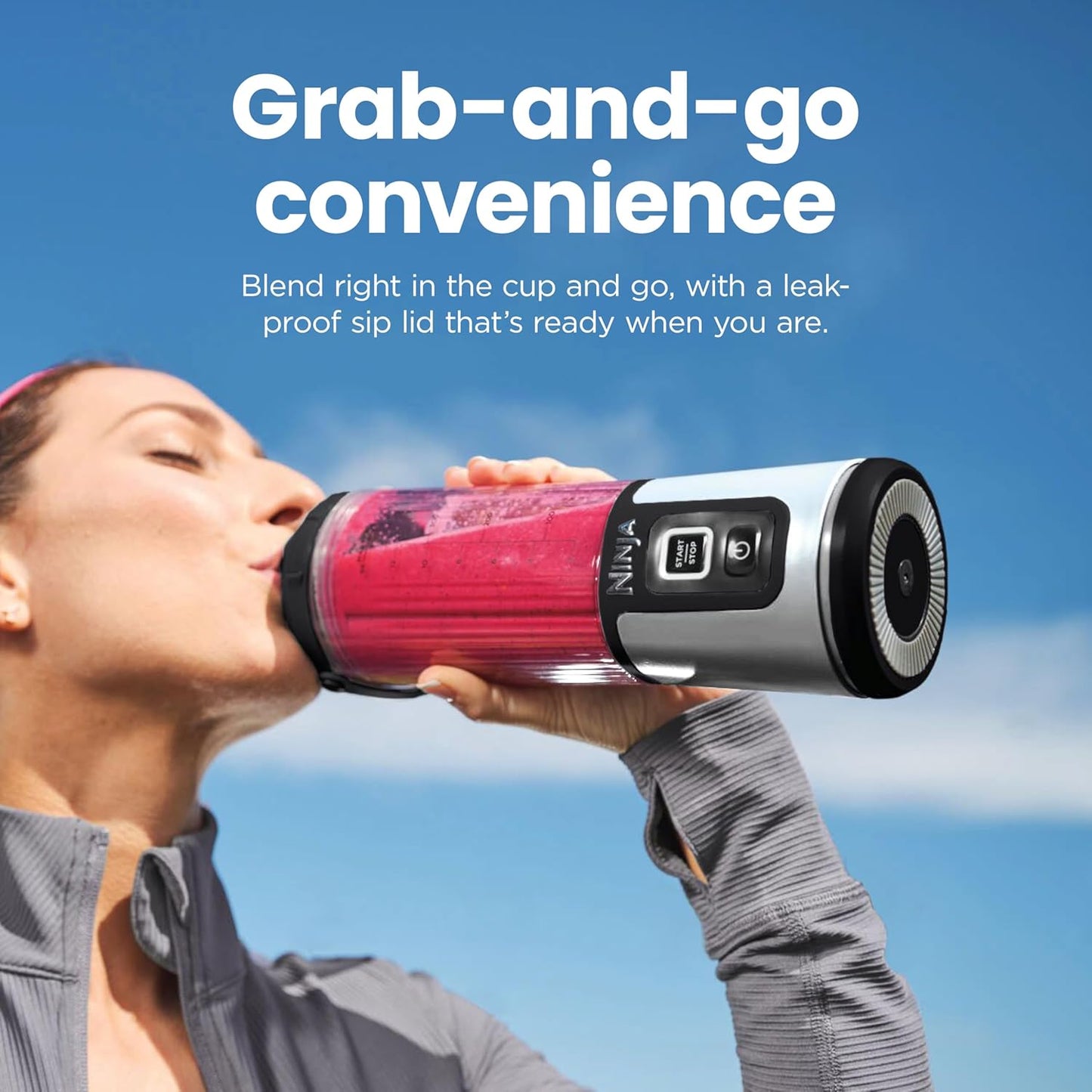 Ninja Blast Portable Blender, Cordless, 18oz. Vessel, Personal Blender For-Shakes and Smoothies, BPA Free, Leakproof-Lid and Sip Spout, USB-C Rechargeable, Dishwasher Safe Parts, Tinted Pink, BC151PK