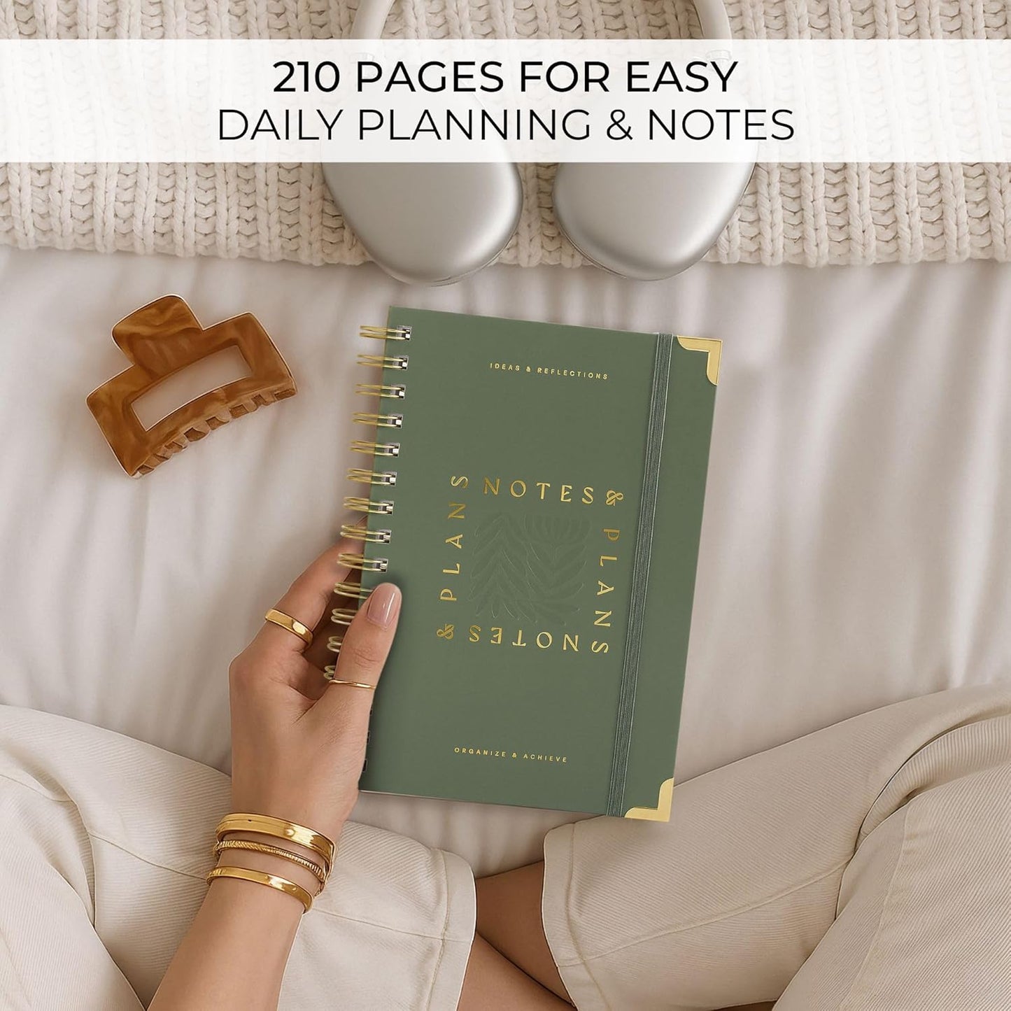 Aesthetic Daily Planner And Notebook With Hourly Schedule - Beautiful Spiral To do List Notepad For Work/Home to Organize Tasks And Appointments - Stylish School/Office Supplies Book For Women