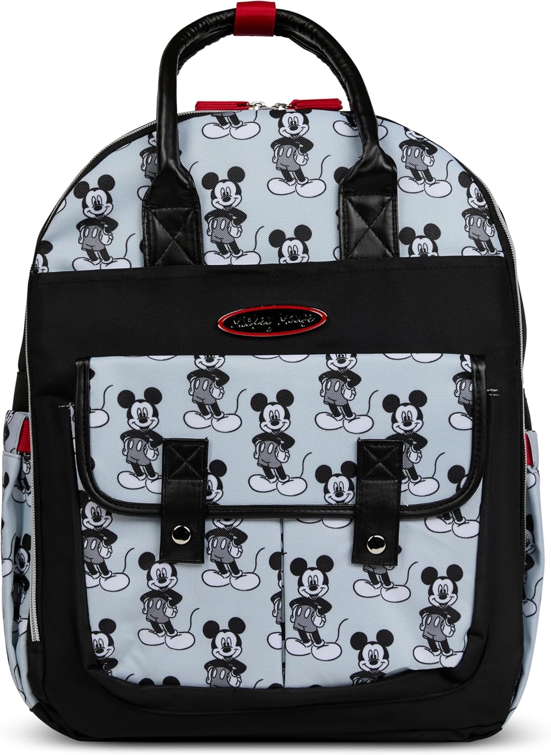 Disney Diaper Bag Backpack with Changing Pad Mickey Mouse – 16” Nylon Baby Bag for Parents, Insulated Bottle Holders, Multiple Storage Pockets