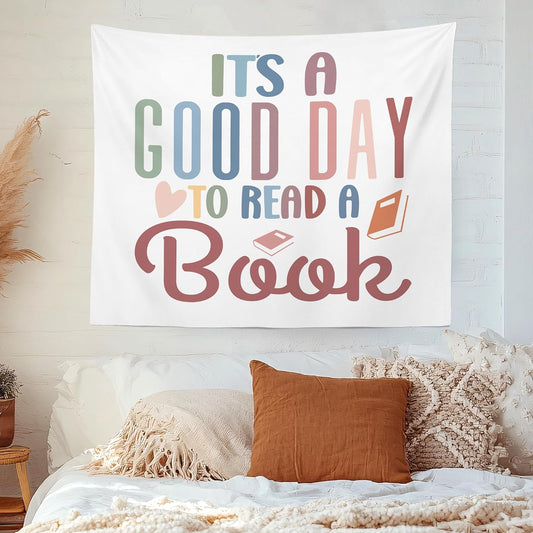 MNASAIOO It's A Good Day to Read A Book Classroom Wall Tapestry Hanging, Inspirational Reading Tapestries Wall Decor Gifts for Women Kids Book Lovers School Library Reading Nook Corner Home Dorm 50x60