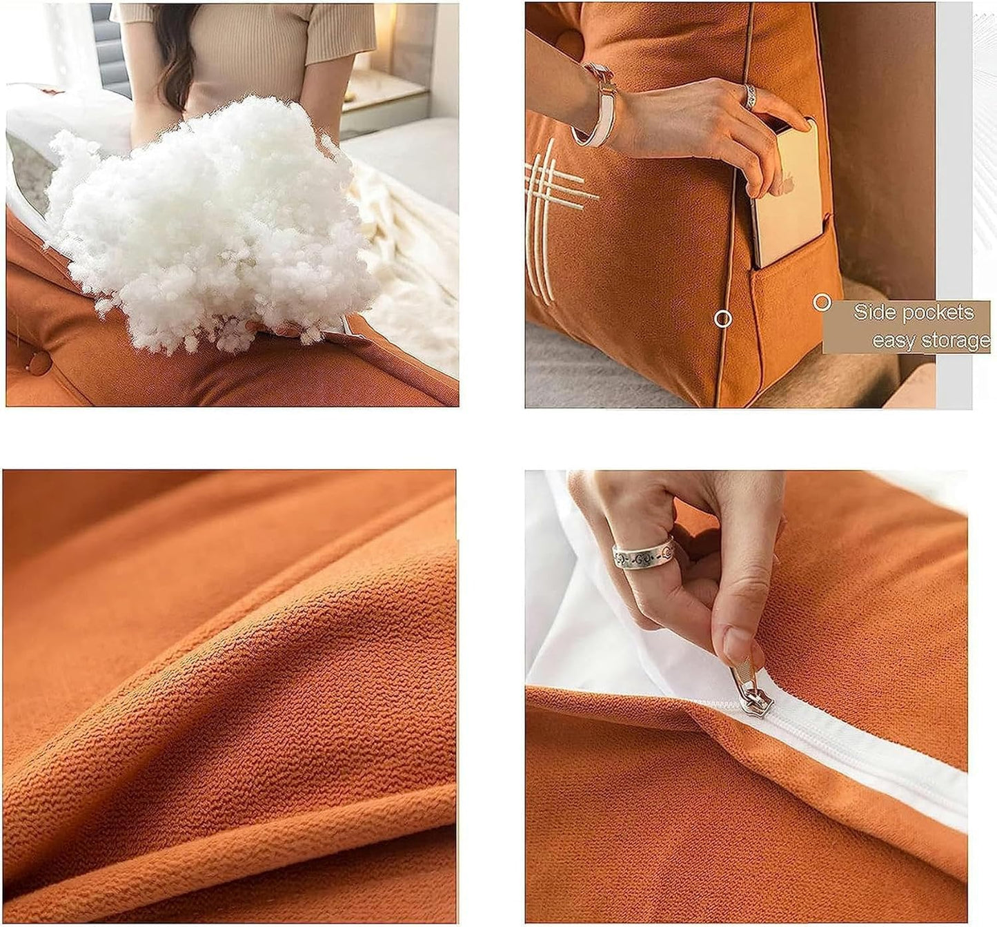 Backrest Cushion Triangular Headboard Pillow, Bedside Cushion Bed Sofa Long Reading Pillow, Sofa Bed Back Positioning Support Cushion with Removable Cover, Soft and Comfortable