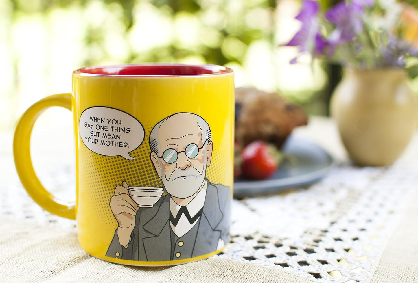 The Unemployed Philosophers Guild Freudian Sips Coffee Mug - Drink Your Coffee and Undo Years of Repression, Comes in a Fun Gift Box, 12oz