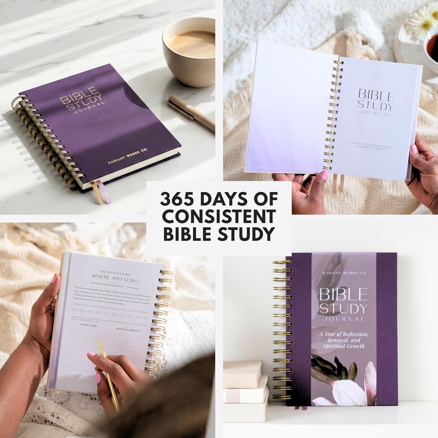 Bible Study Journal – A Year of Reflection, Renewal & Spiritual Growth | 365-Day Guided Scripture Study, Prayer Tracker & Weekly Reflection Prompts | A5 Hardcover, Minimalist & Elegant Design