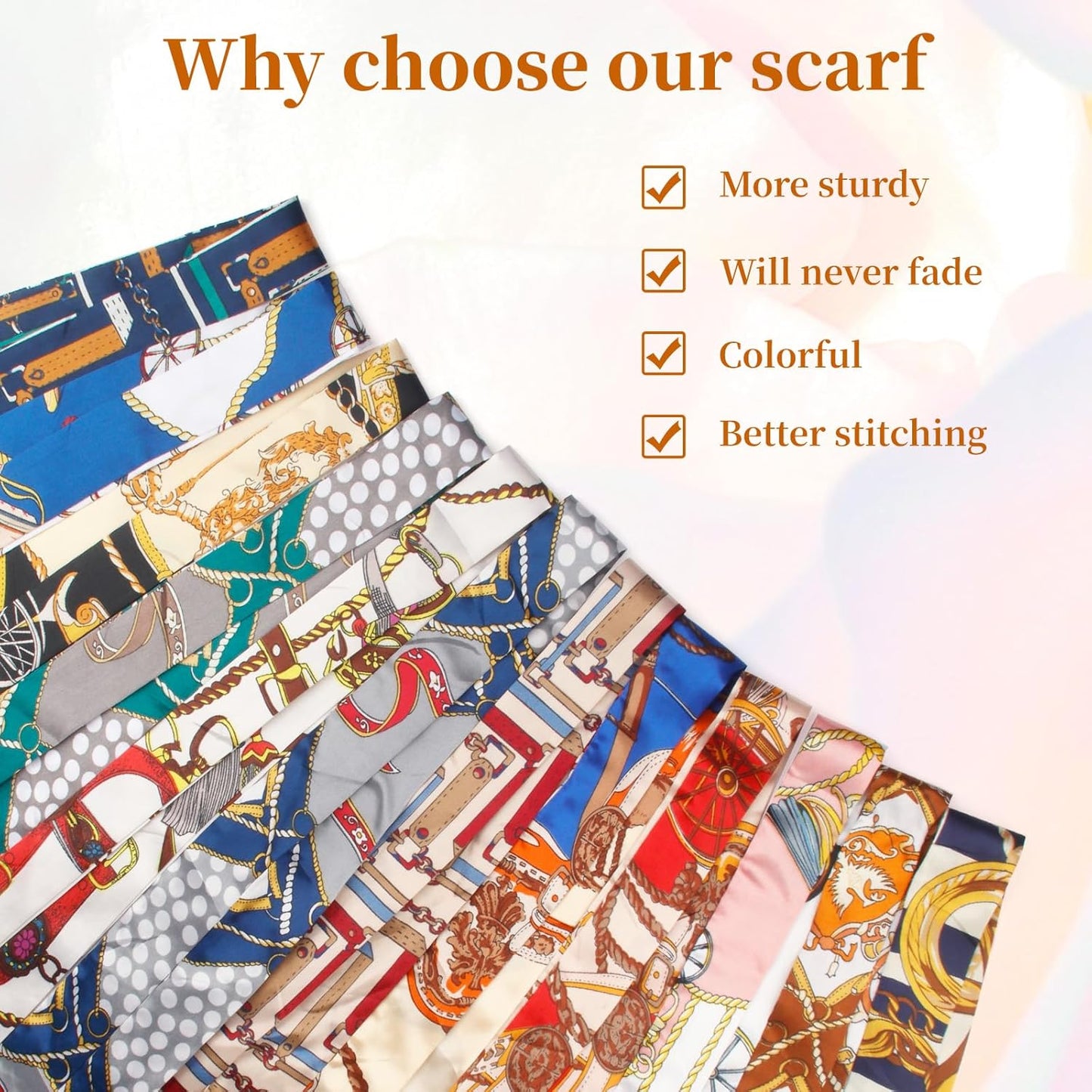 12PCS Colorful Band Narrow/Neckerchief Scarf, Satin Fashion Narrow/Head Wrap Fashion Scarf for Decoration, Braided Hair Tie Scarves for Women, Women Handbag Scarfs