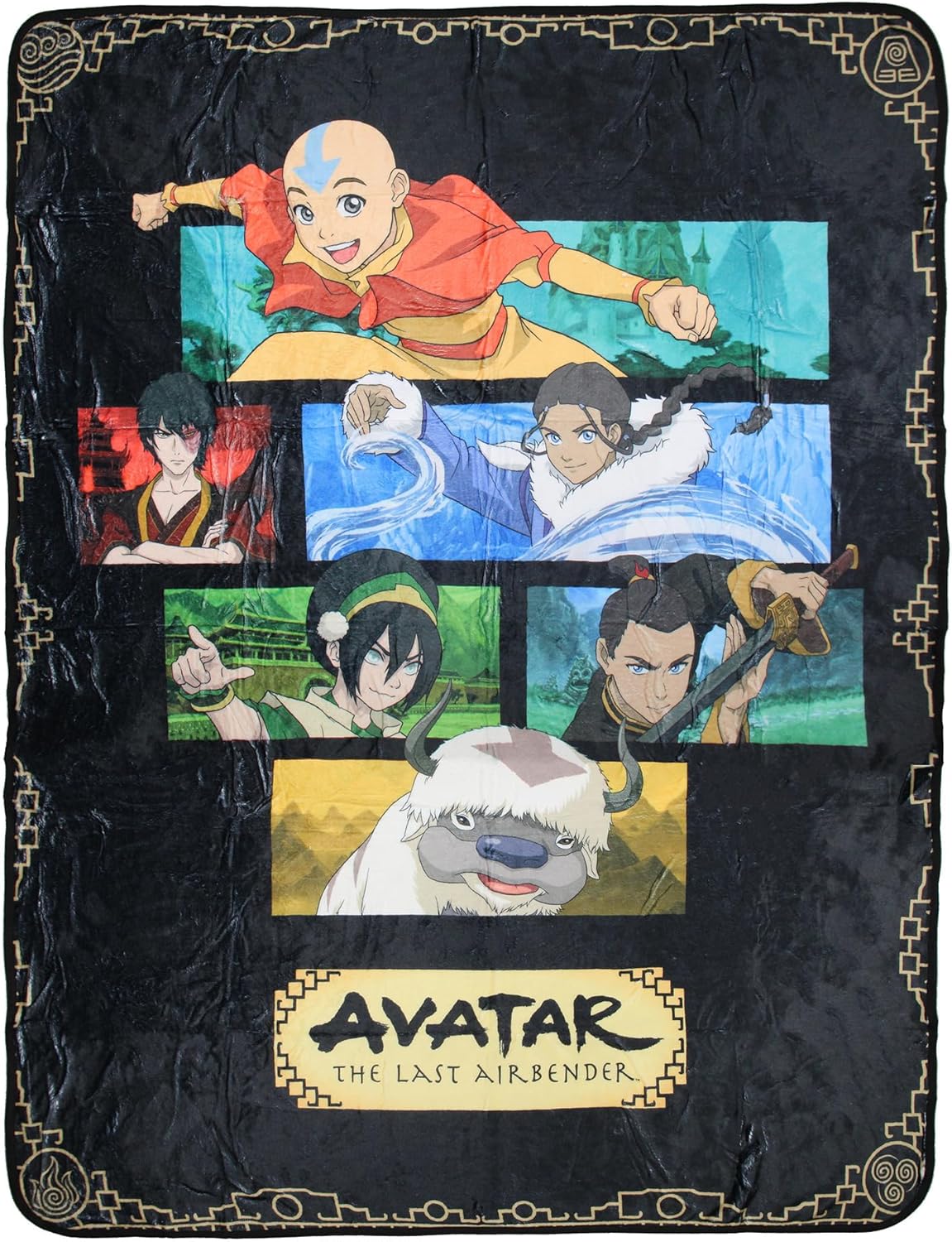 Avatar Blanket Nickelodeon Avatar The Last Airbender 6-Character Panel Soft Fleece Throw Blanket for Bed Couch 60" x 45"