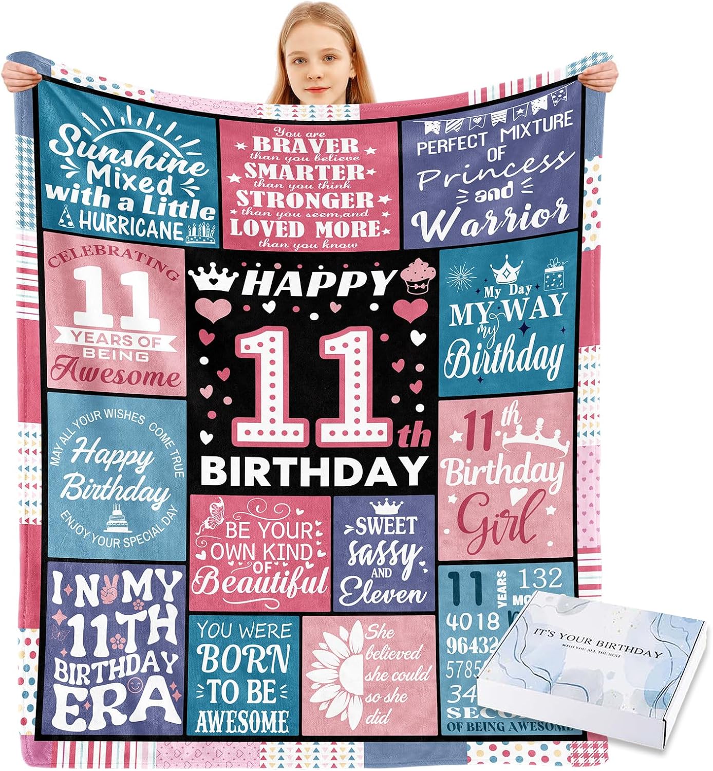 11th Birthday Blanket Gifts for 11 Year Old Girl, 11 Year Old Girl Birthday Gifts